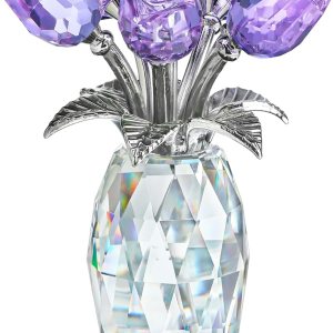 H&D HYALINE & DORA Figura de flores moradas de cristal, regalos de rosas para mamá, esposa, abuela, adorno coleccionable de flores de cristal, Día H&D HYALINE & DORA Figura de flores moradas de cristal, regalos de rosas para mamá, esposa, abuela, adorno coleccionable de flores de cristal, Día