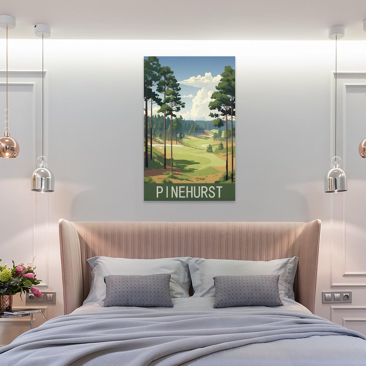 GuYaNa Pinehurst – Póster de viaje vintage de Carolina del Norte, 08 x 12 pulgadas (7.9 x 11.8 in), lienzo para decoración de pared, sala de estar,