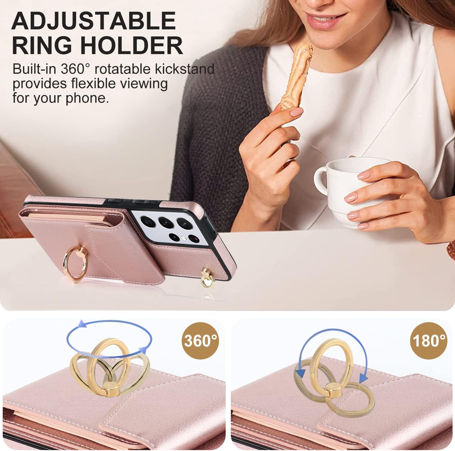 Asuwish Funda de teléfono para Samsung Galaxy S21 Ultra 5G Funda tipo cartera con protector de pantalla de vidrio templado y anillo de bloqueo RFID,