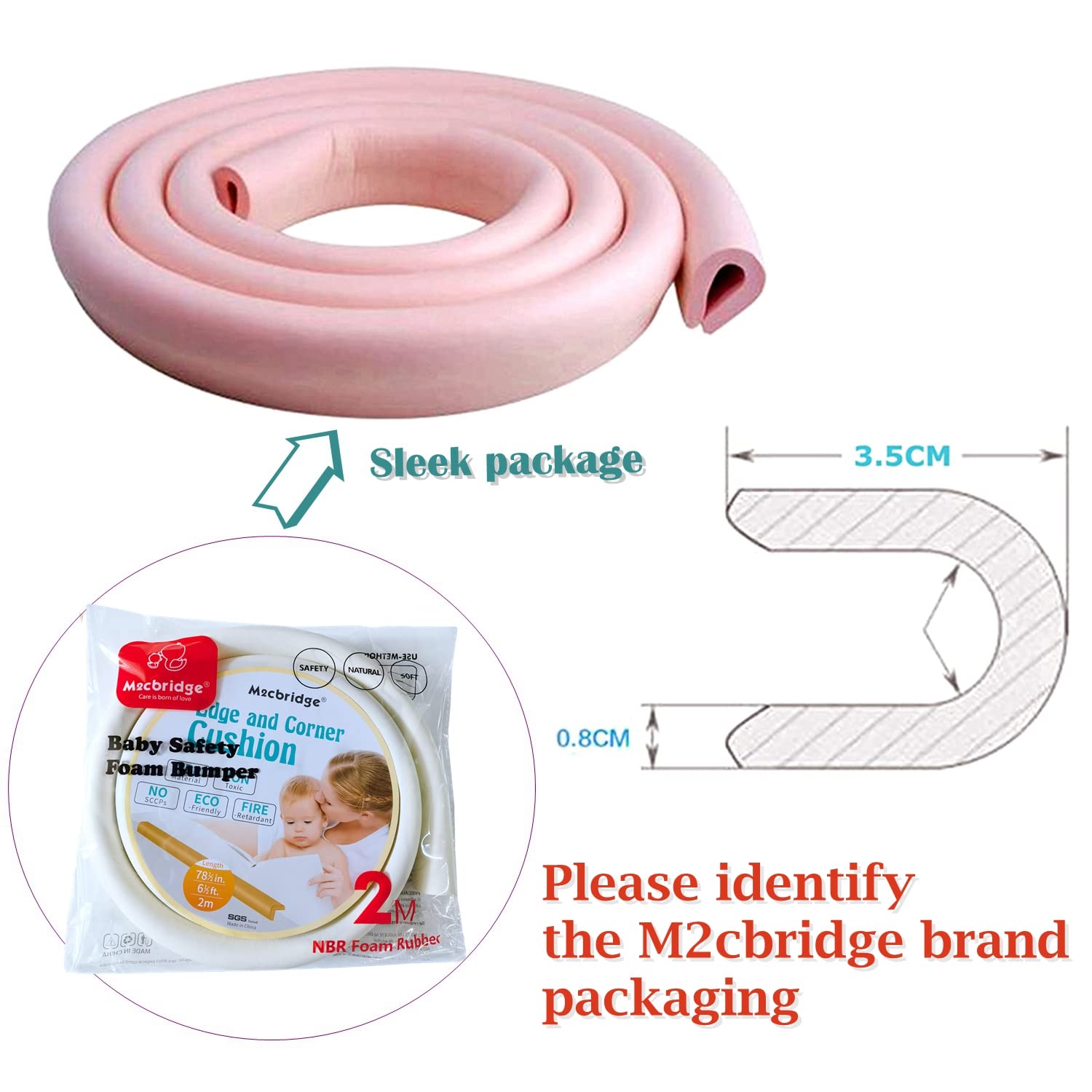M2cbridge U forma extra gruesa muebles mesa borde protectores espuma bebé seguridad parachoques protector 6.5 pies (rosa)