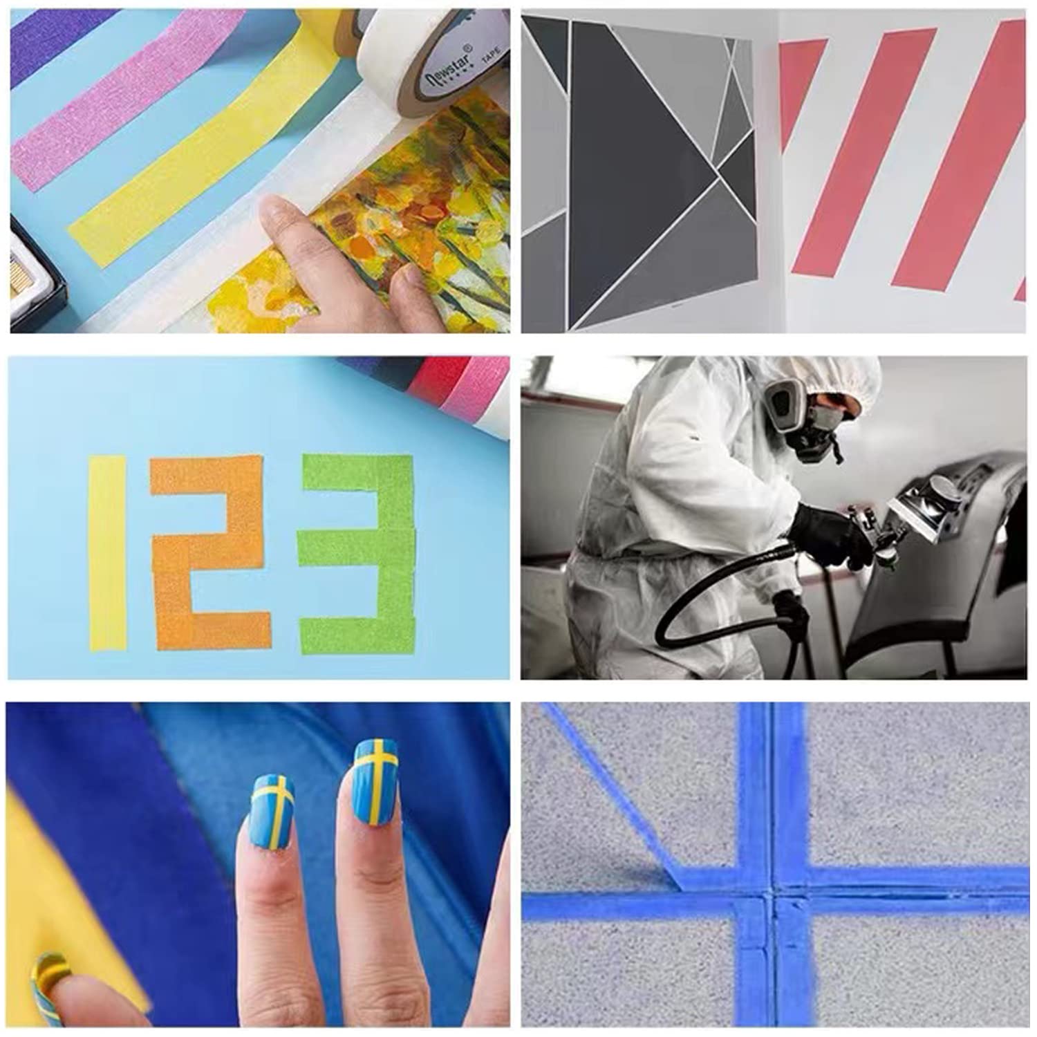 8 cintas adhesivas de colores para pintores, 1 pulgada x 16.4 yardas, cintas de arte coloridas de arcoíris, suministros de arte para niños, ideal