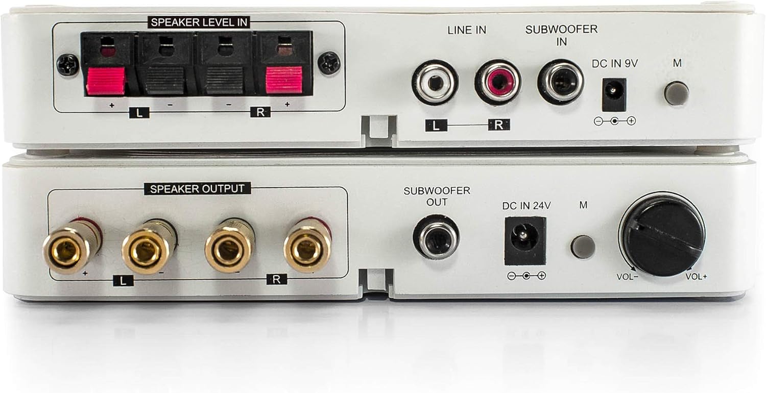 WSA-5RP – Kit de altavoces traseros de sonido envolvente inalámbrico con 2 amplificadores de 50 W incorporados, banda dual seleccionable de 5.2 G5.8