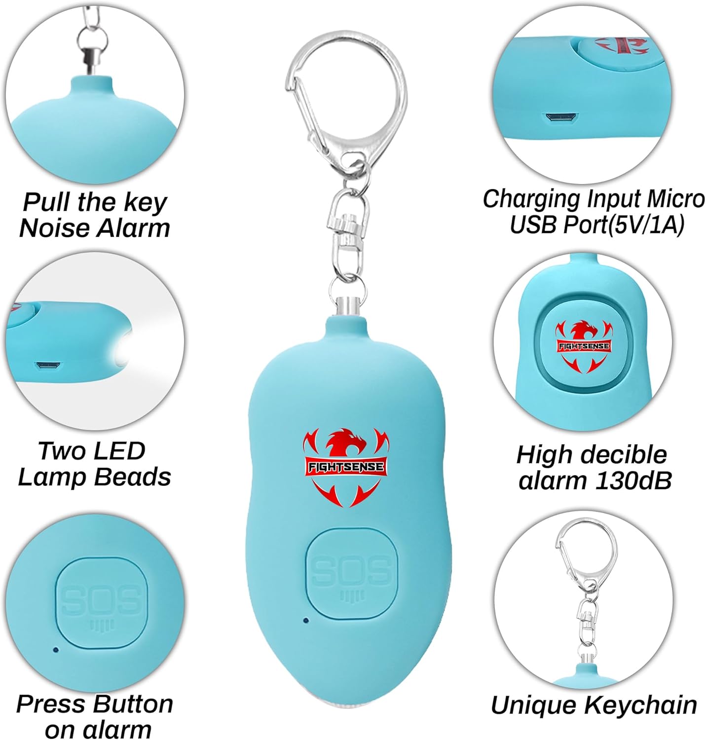 Fightsense Paquete combinado de espray de pimienta de autodefensa y alarma de seguridad personal para mujeres, autodefensa, sirena fuerte de 130 dB