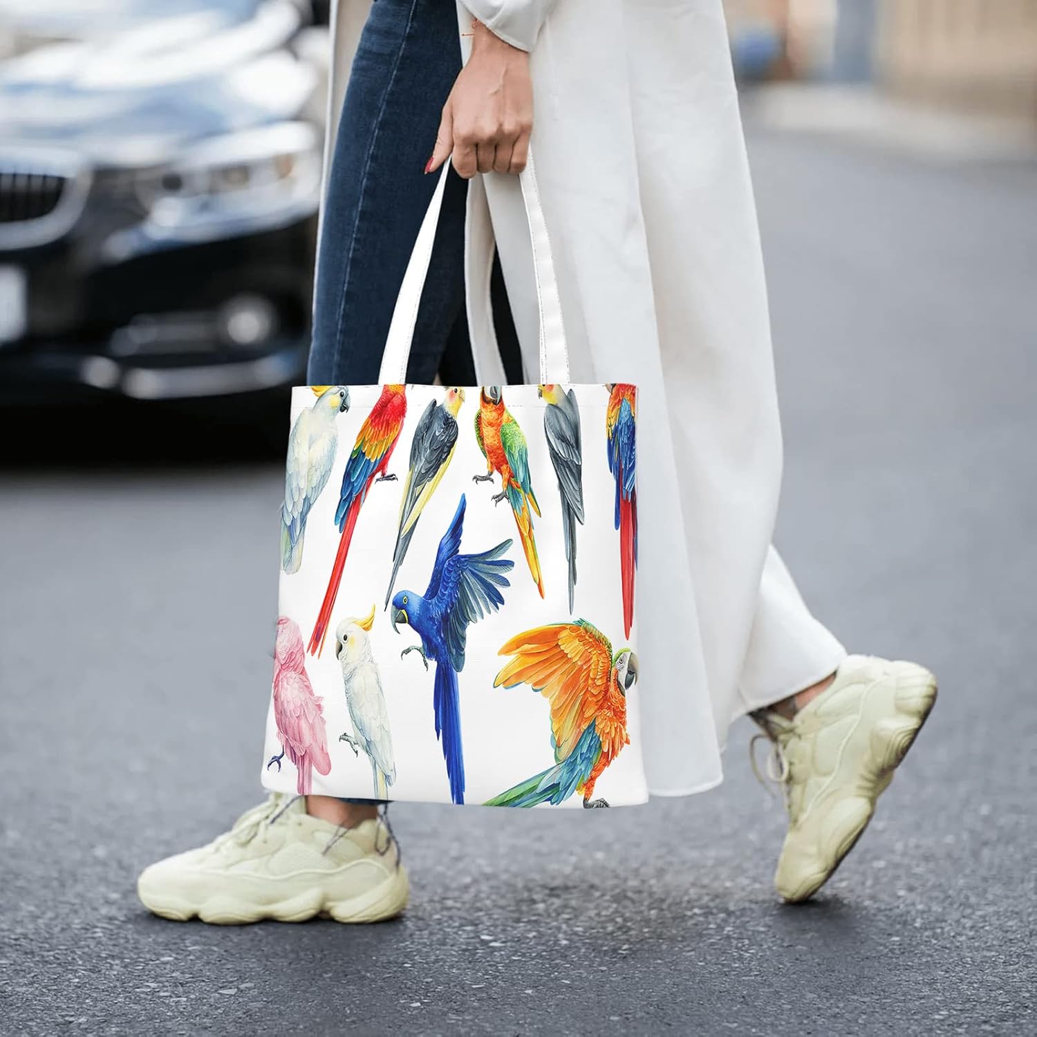 Bolsa de lona, creativa, minimalista, reutilizable, grande, para compras, para mujer