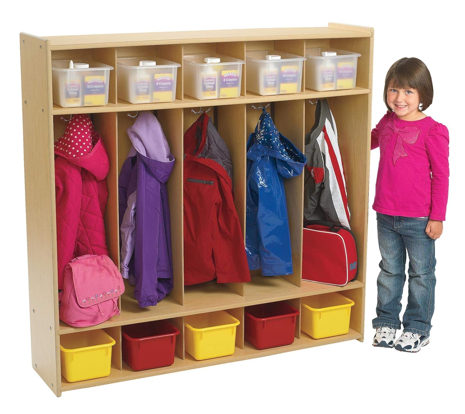 Angeles – Cubículos de madera de 5 secciones para organización del aula, cubículo de almacenamiento de guardería, muebles preescolares