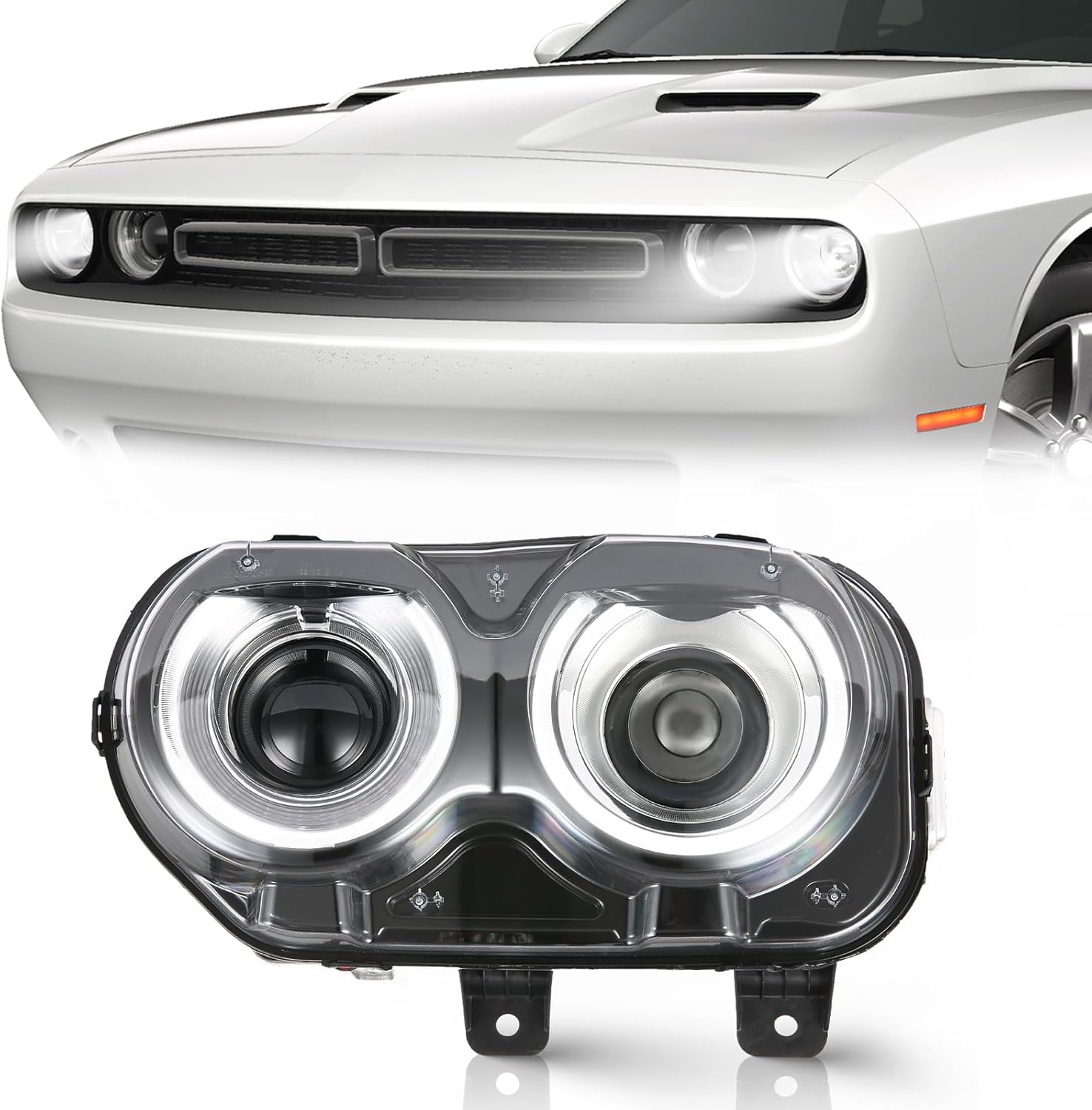Partzer Kit de montaje de faros delanteros HIDxenón para Dodge Challenger 2015-2023 con LED DRL lado izquierdo del conductor LH  68174067AF