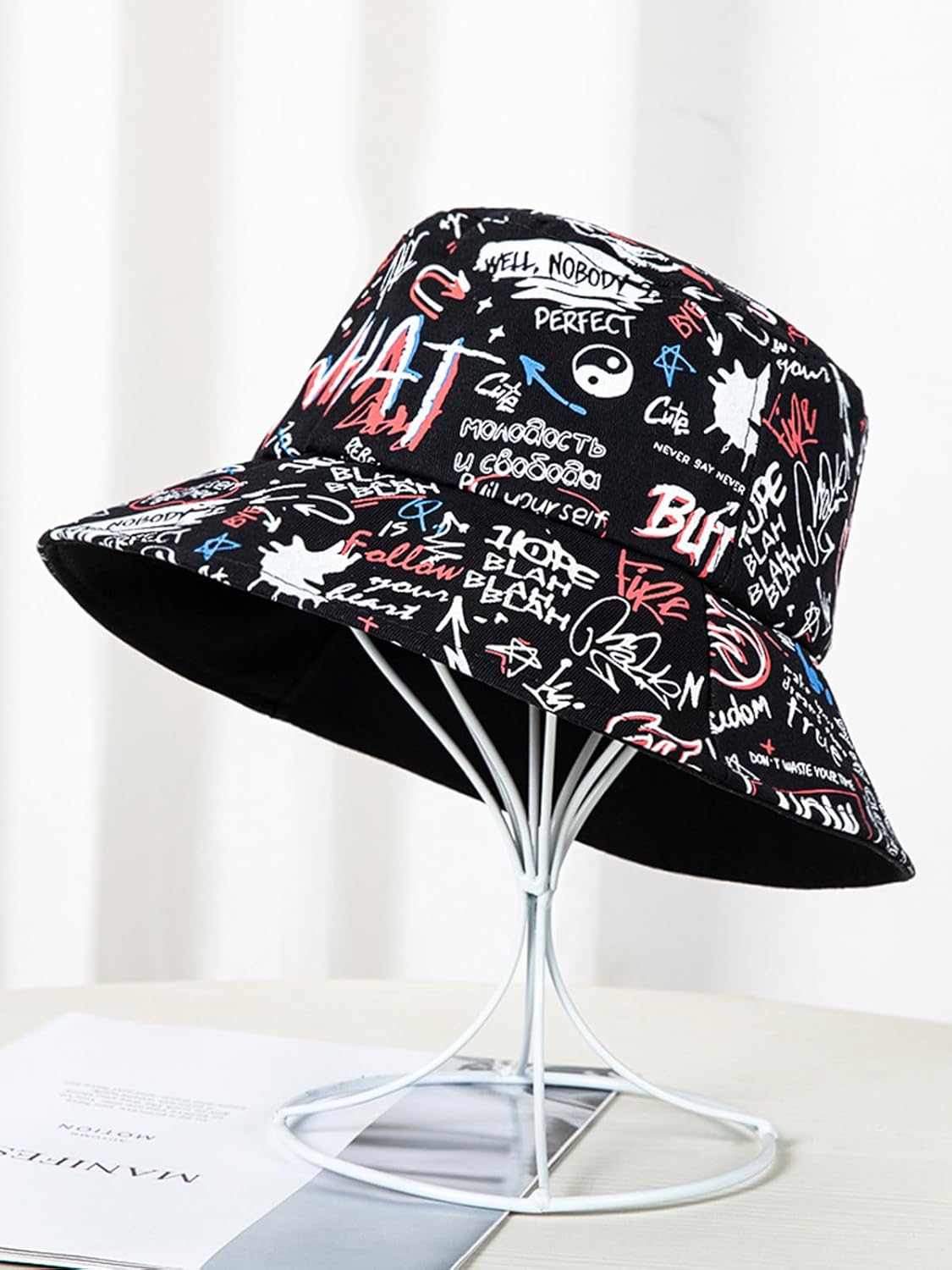 Nanwansu Sombrero de pescador con estampado reversible plegable unisex para hombres y mujeres, gorra de pescador de playa