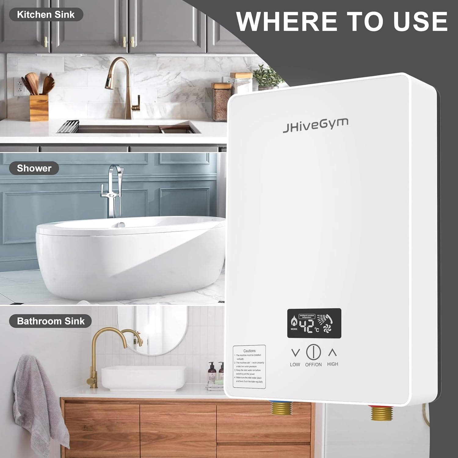 Calentador de agua sin tanque de 4500 W, calentador de agua eléctrico de 110 V con pantalla digital,Calentador de agua caliente instantáneo de
