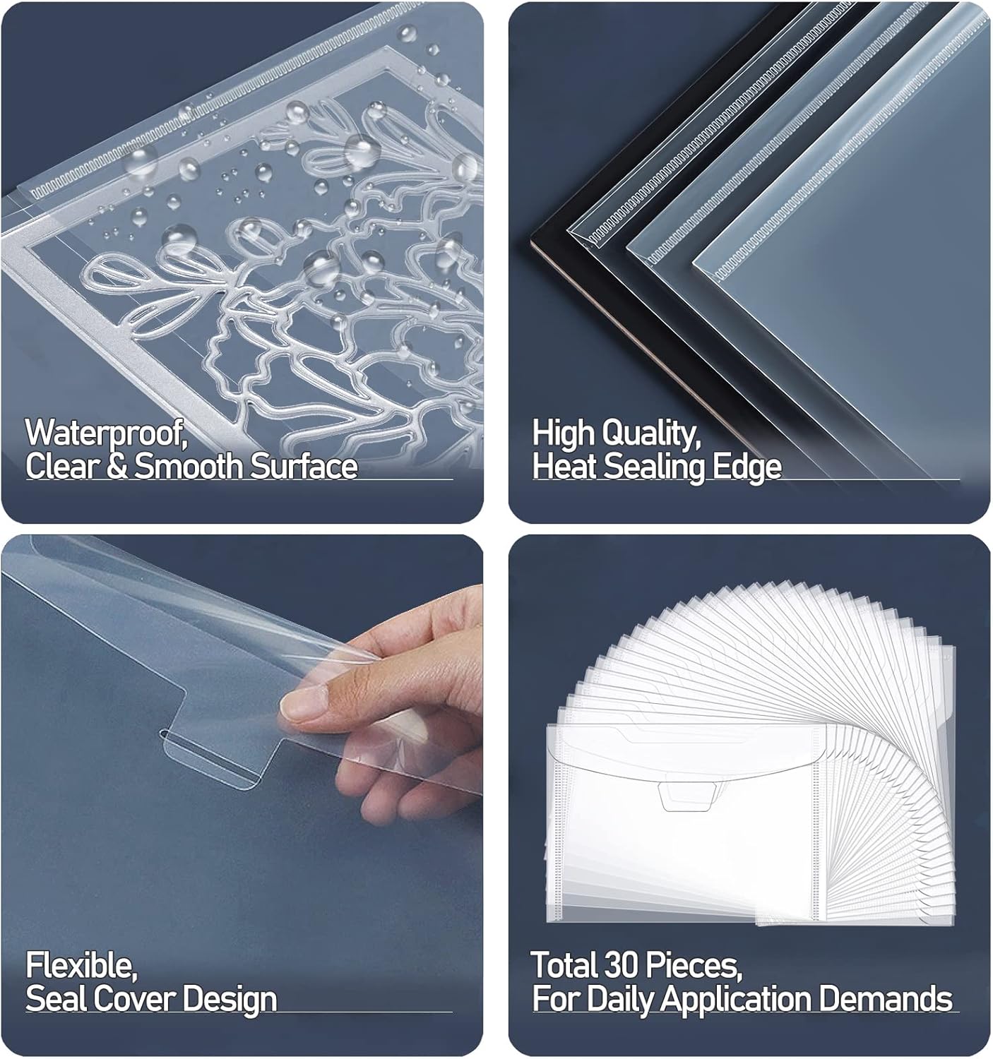 KELIFANG 30 bolsas de almacenamiento transparentes para sellos y troqueles, 7 x 5 pulgadas, bolsillos troquelados para hacer tarjetas de bricolaje,