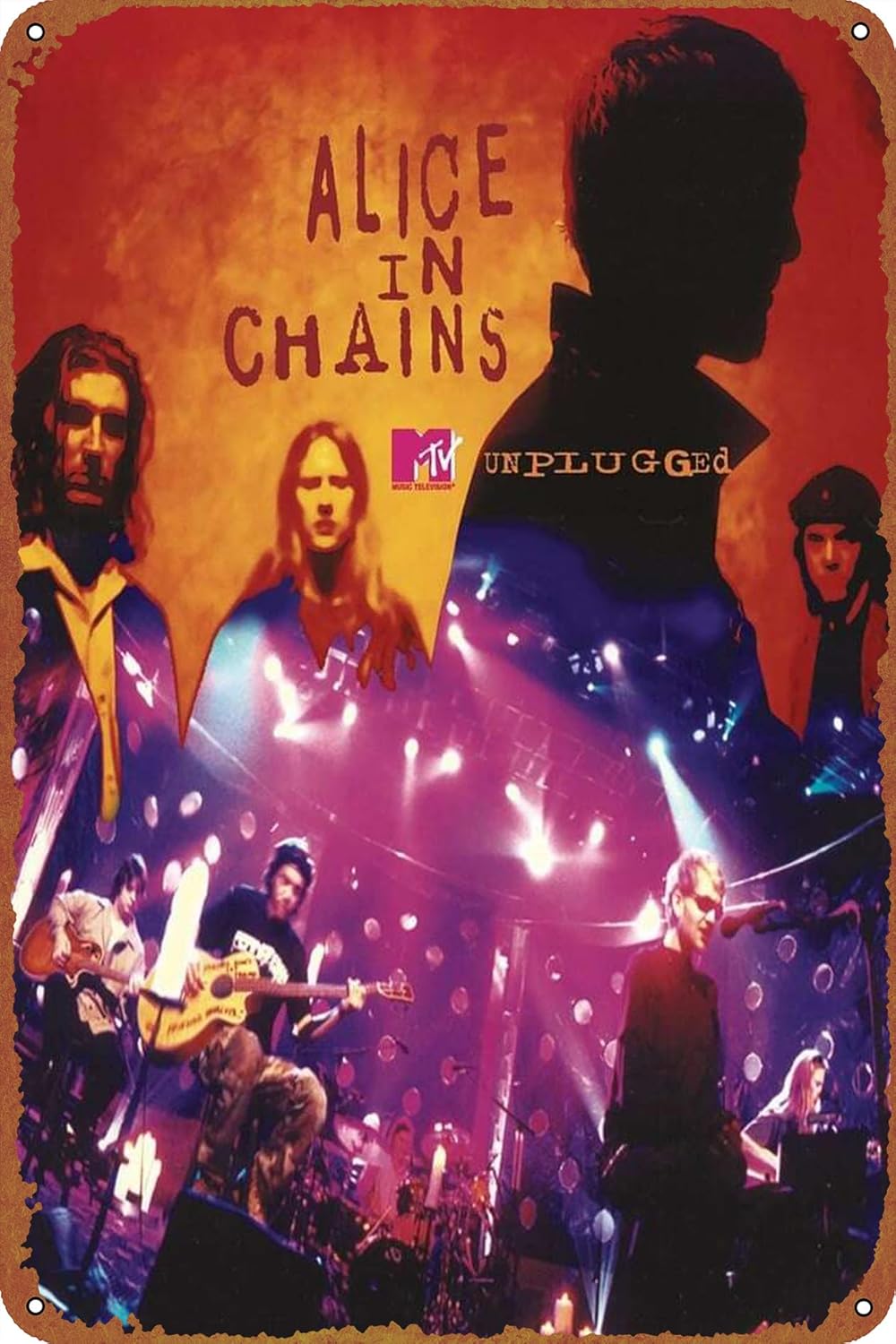 Alice In Chains MTV Unplugged – Cartel de hojalata para cafetería, bar, decoración de pared para el hogar, letrero de metal retro, 8 x 12 pulgadas