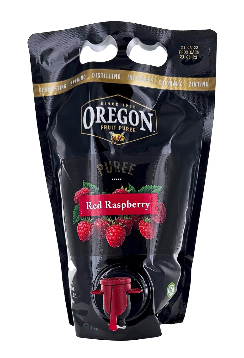 Puré de fruta de frambuesa roja Productos de frutas de Oregon para vino, cerveza Mead y base Mohito Vejiga de 49 oz