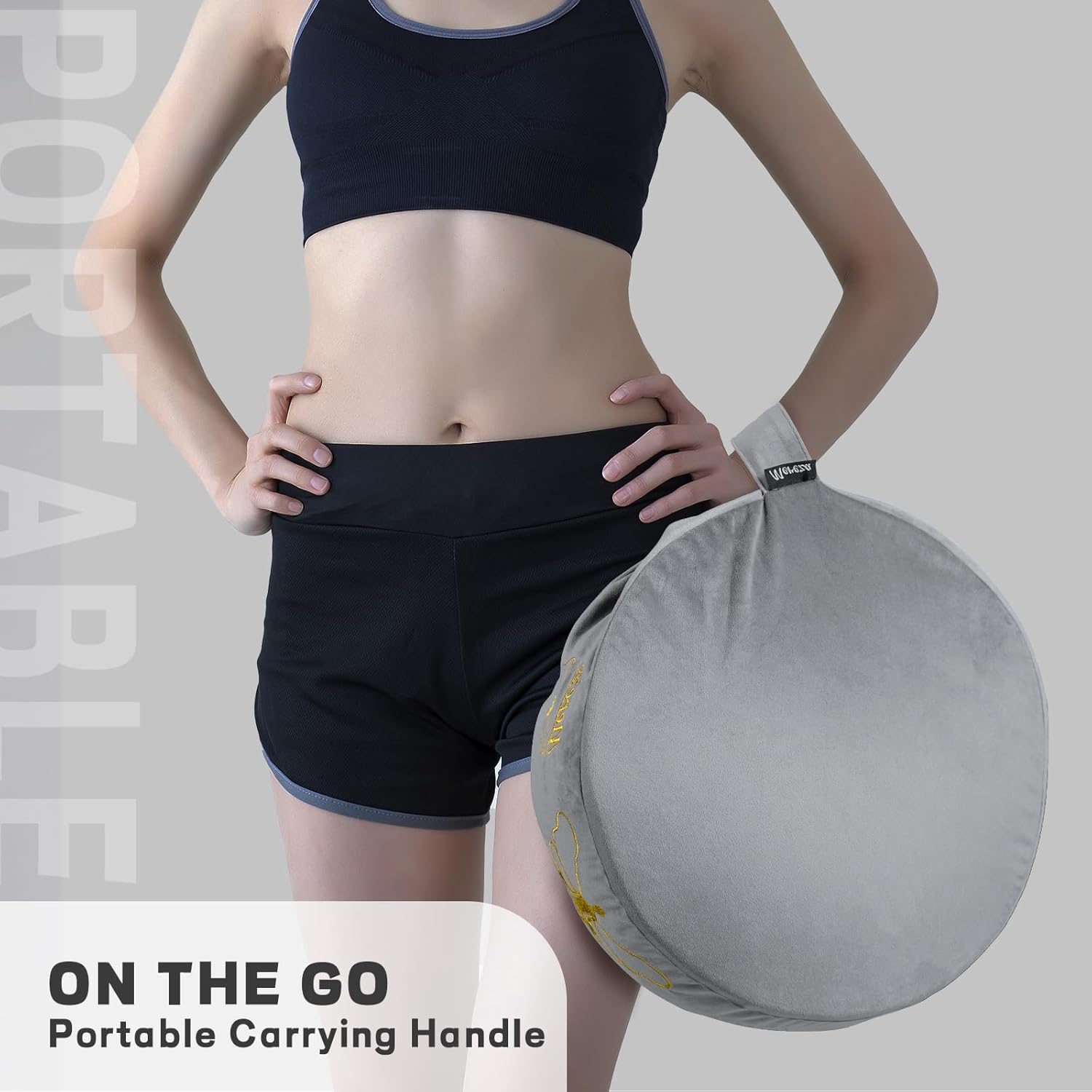 MEREZA Cojín de meditación, almohadas de yoga de 5 pulgadas de grosor para sentarse en el suelo con alforfón para yoga, funda de terciopelo lavable