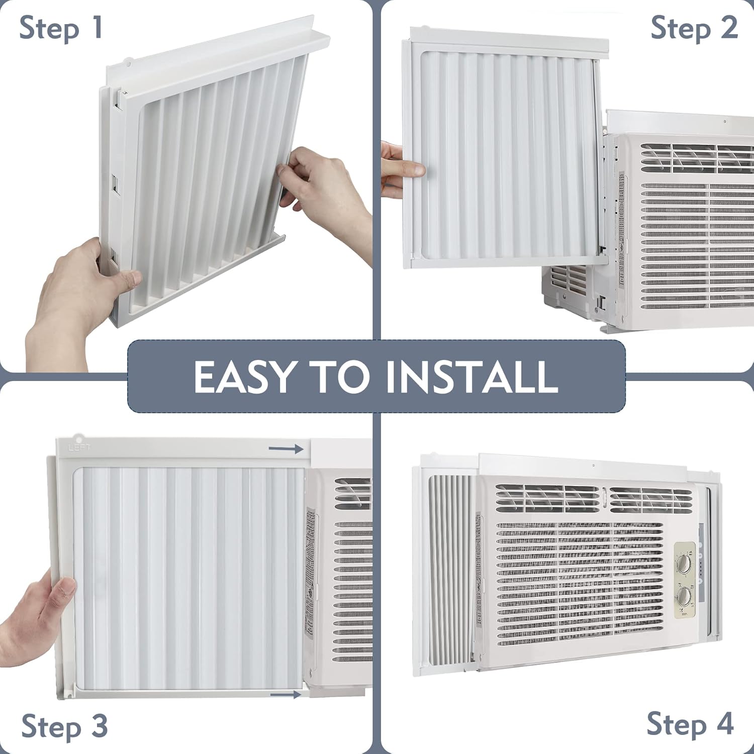 Flamorrow Paneles laterales de aire acondicionado de ventana con marco, se adapta a aires acondicionados de ventana de 12,000 BTU, kit de relleno de