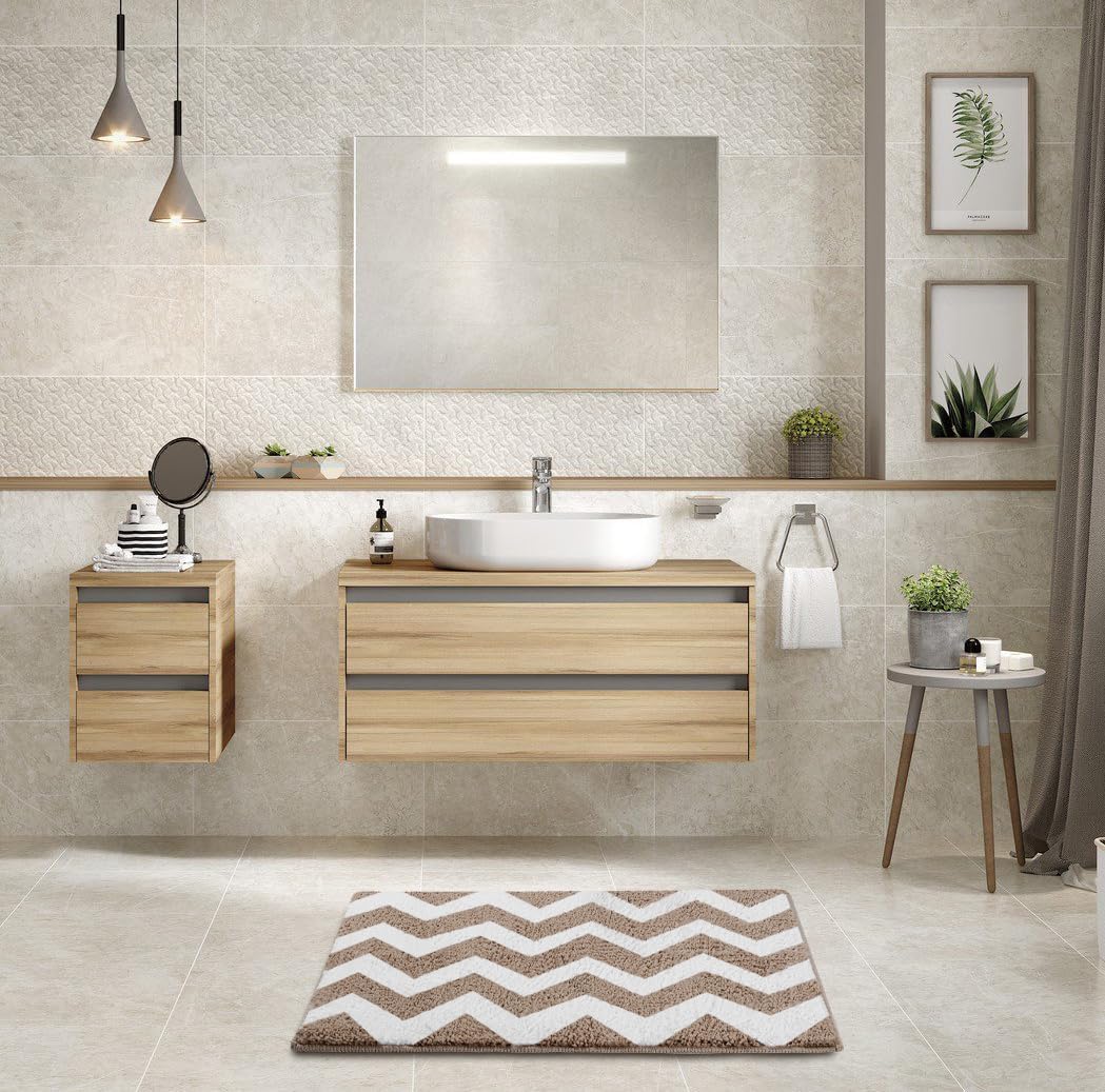Carmoion Alfombra de baño de felpa de microfibra antideslizante, lavable a máquina y súper absorbente, cómoda y suave alfombra de baño para bañera,