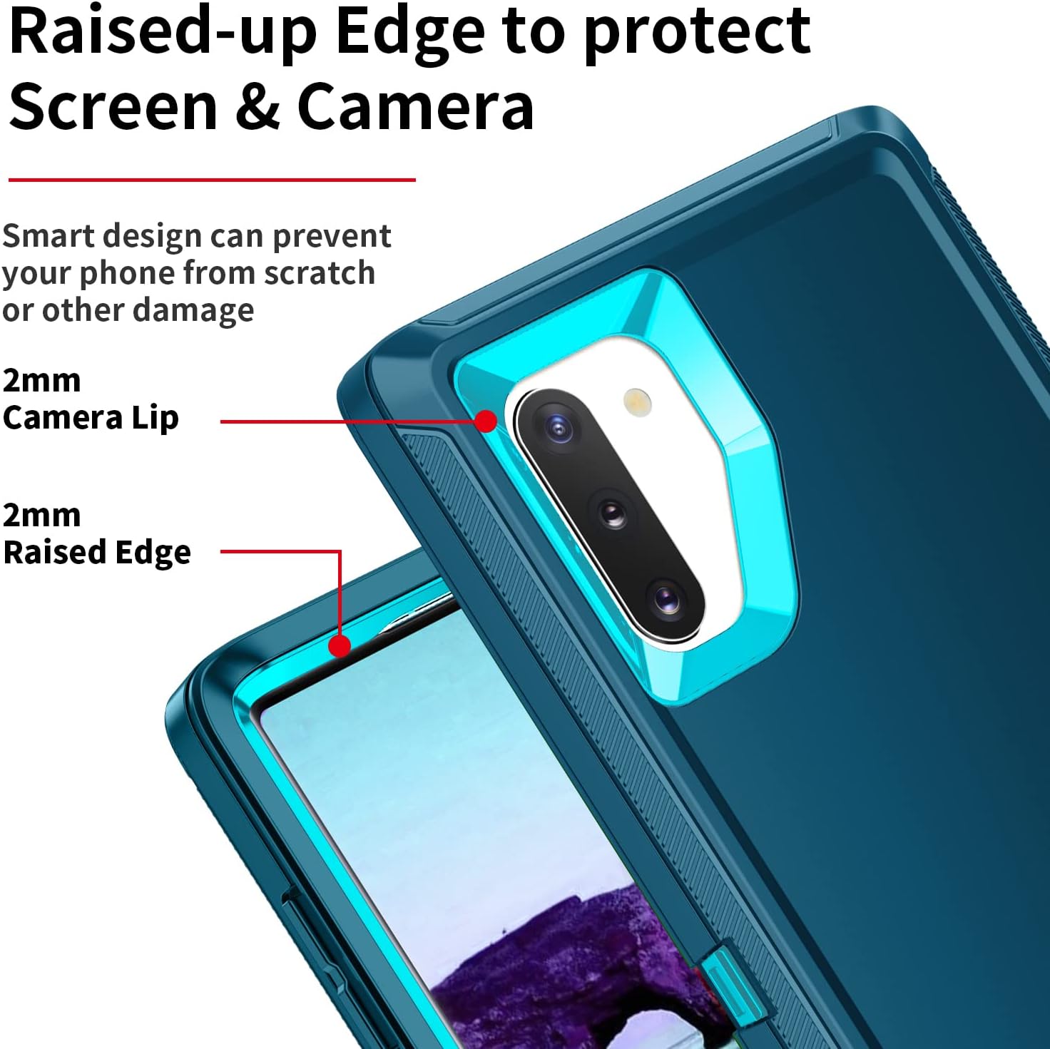 Funda para Galaxy Note 10, a prueba de golpes, protección de cuerpo completo de 3 capas sin protector de pantalla, funda rígida resistente de alto