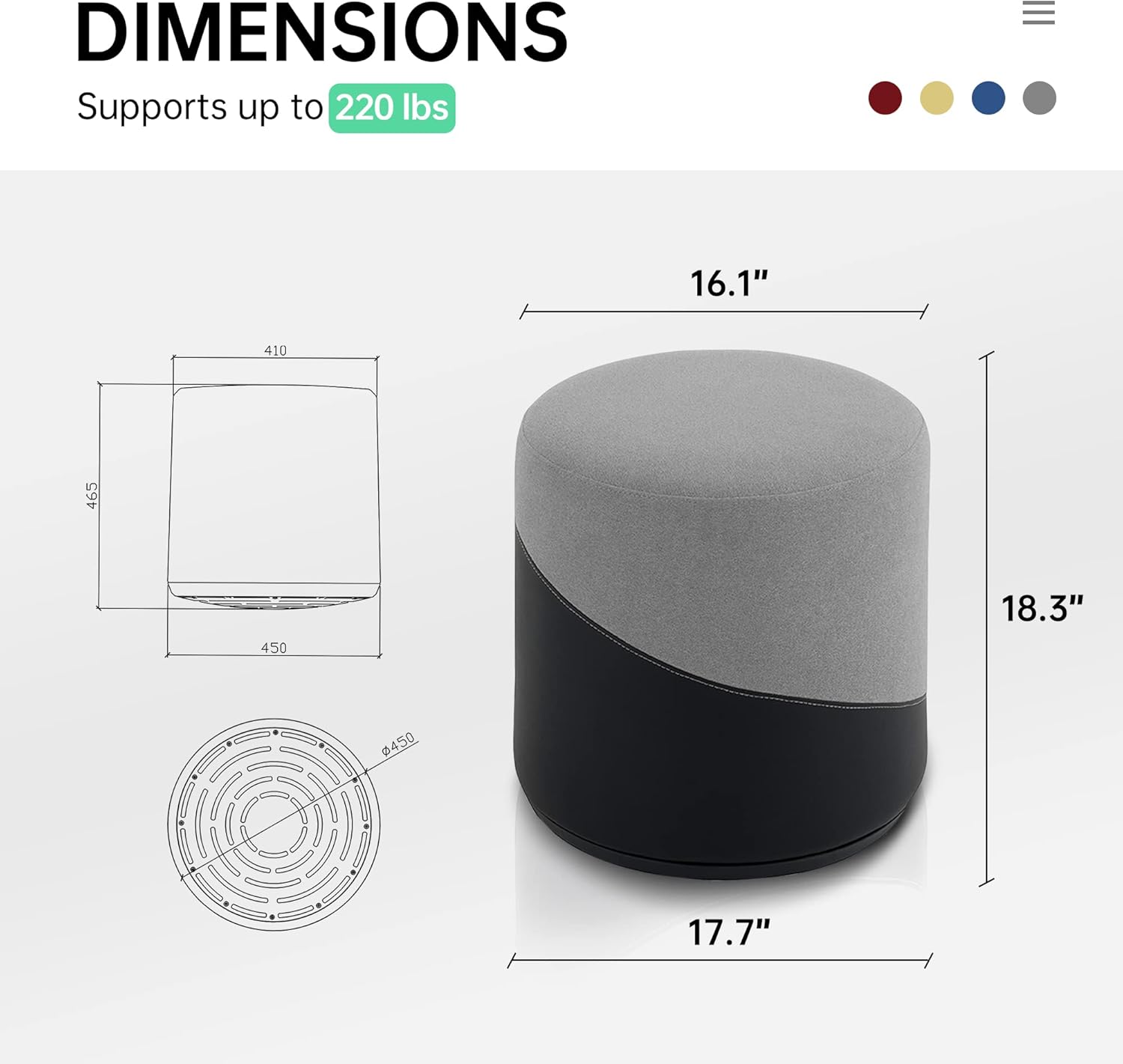 Taburetes tambaleantes, alrededor de sillas meneando, taburete ergonómico para sentarse activo, silla de equilibrio giratoria para oficina en casa