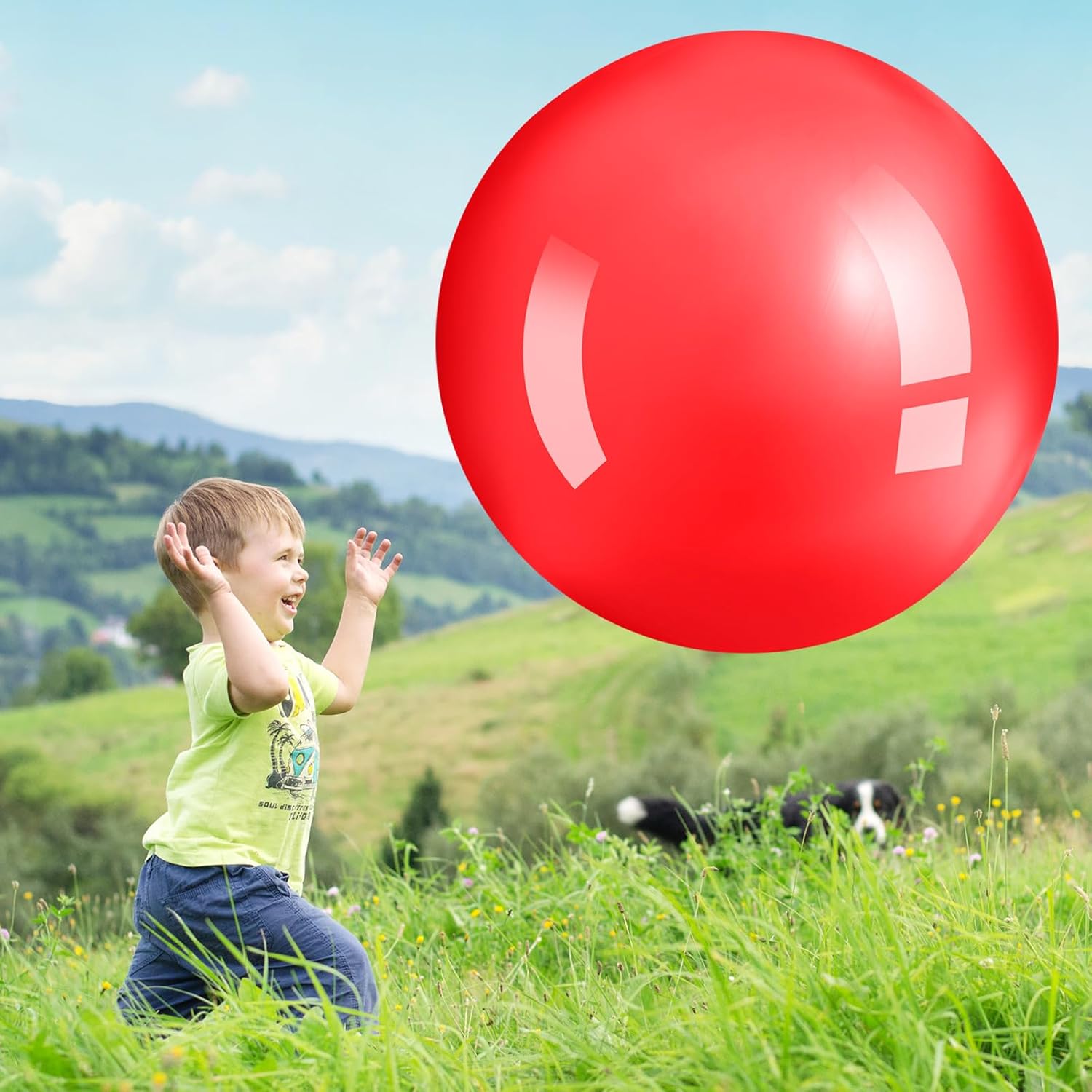 Jenaai 2 bolas de rebote grandes de 30 pulgadas, bola de goma gigante inflable gigante para hacer ejercicio al aire libre, pelota de salto para