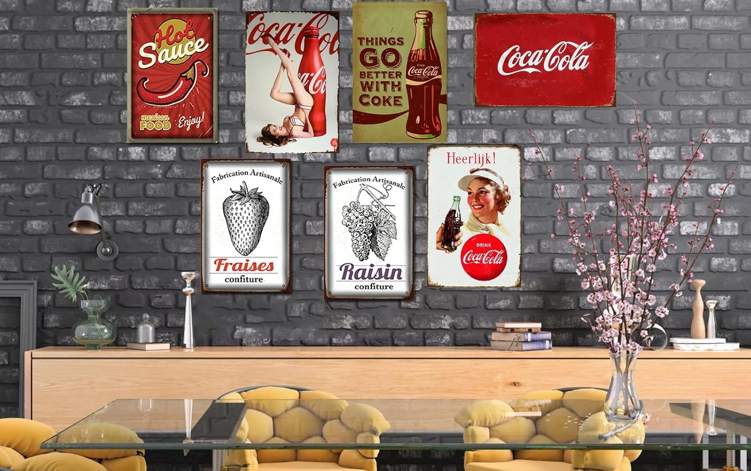 Cartel de metal retro de estaño, decoración de pared vintage, coca cola roja para pub, restaurantes, cafetería, club, placa de pared de cueva de