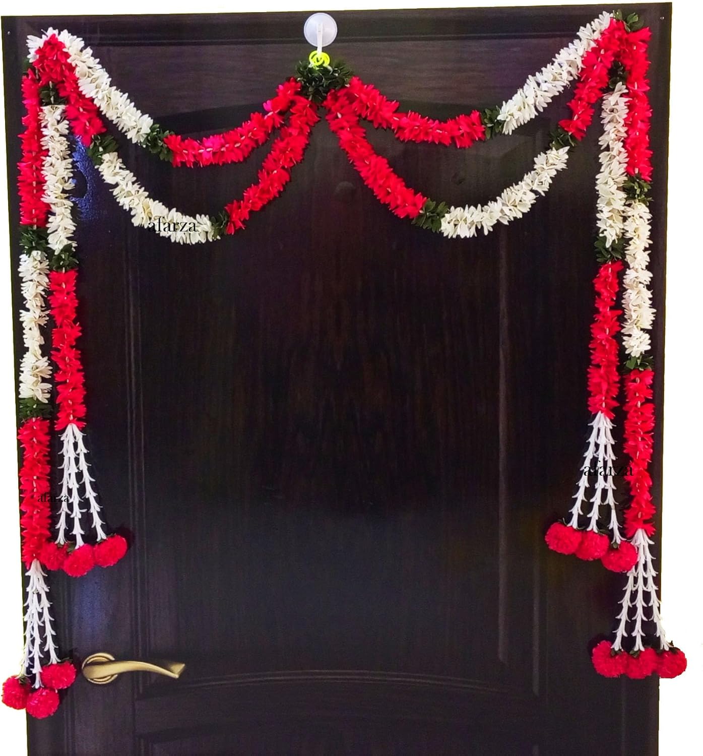 afarza – Guirnalda de flores artificiales Toran para puerta, entrada, decoración del hogar, 4 piezas, 5 pies (blanco-rosa)