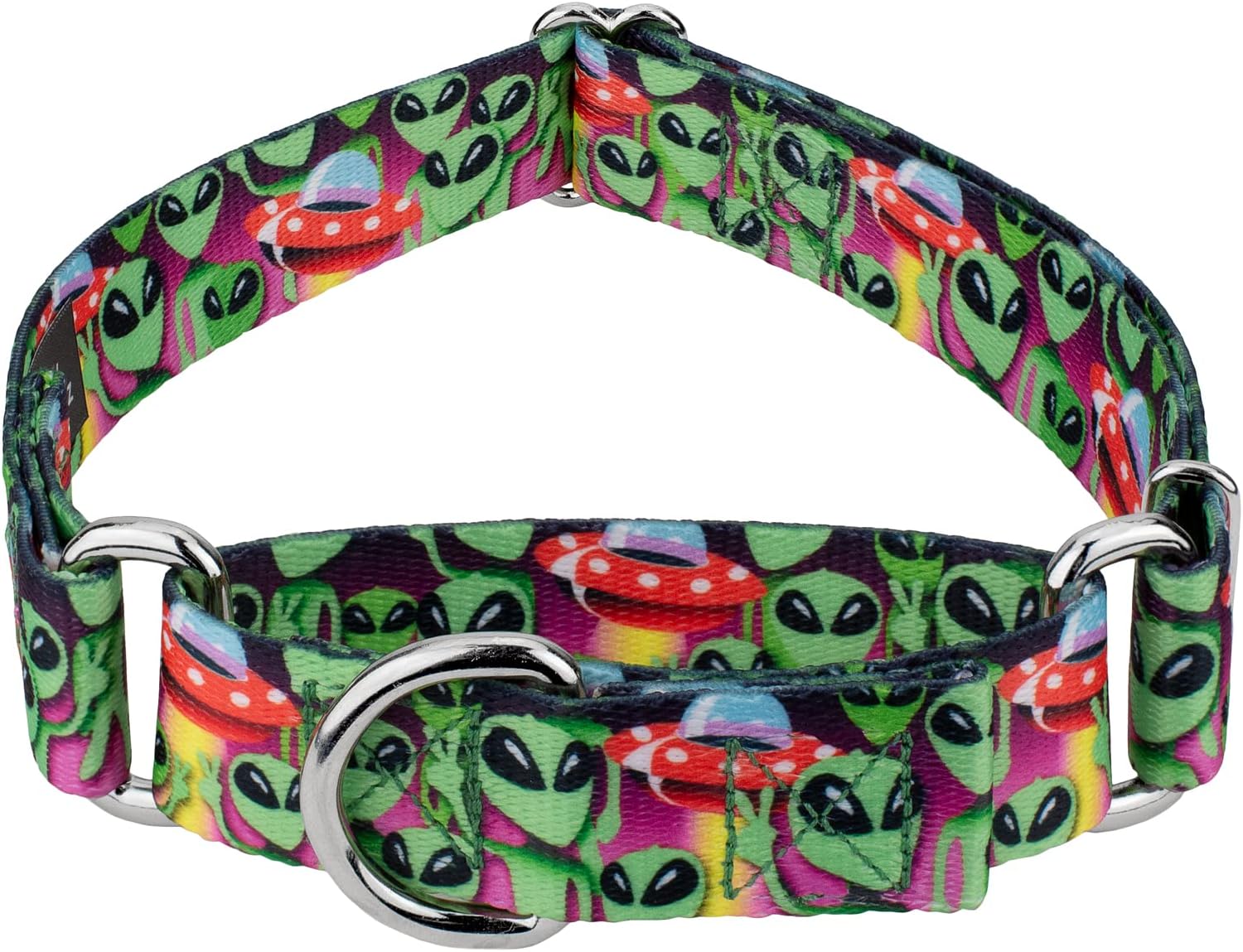 Country Brook Petz – Collar de perro Martingale Space Aliens – Colección Geek Chic con diseños para cualquier mega fan (58 pulgadas, pequeño)
