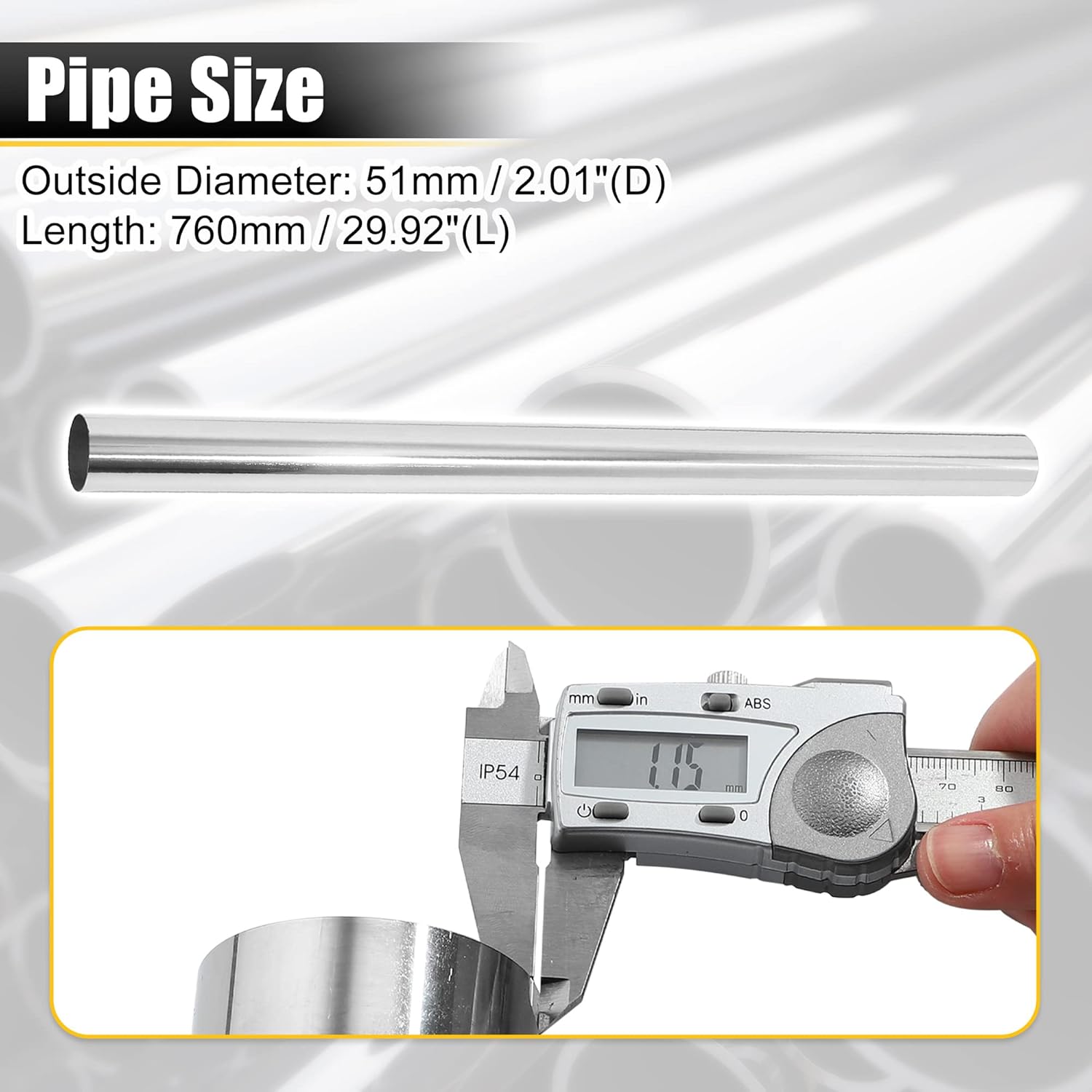 X AUTOHAUX 2 unids recto 2 “OD 30” longitud DIY mandril tubo de escape 2 pulgadas tubo tubo T304 acero inoxidable ajuste universal