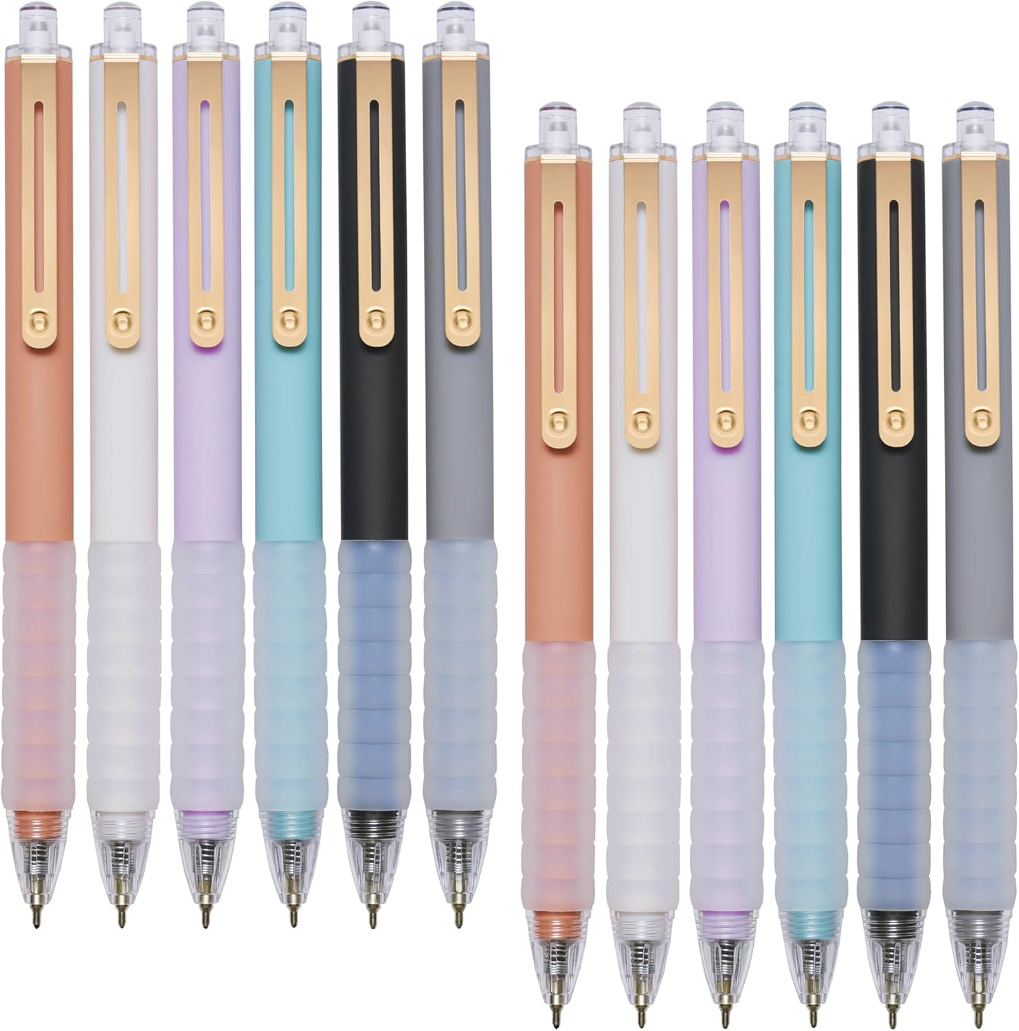 AZGO Bolígrafos retráctiles de tinta negra, bolígrafo retráctil para diario, escritura y oficina (oro, 12+1 unidad)