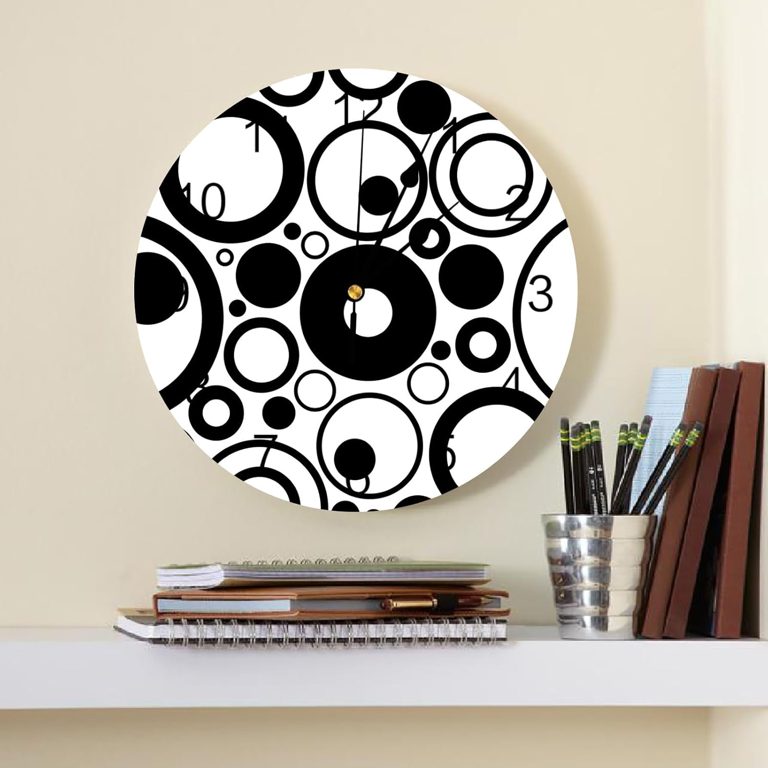 Silent – Reloj de pared decorativo sin tictac para cocina, dormitorio, baño, oficina, sala de estar, lavandería, hogar, funciona con pilas, reloj de