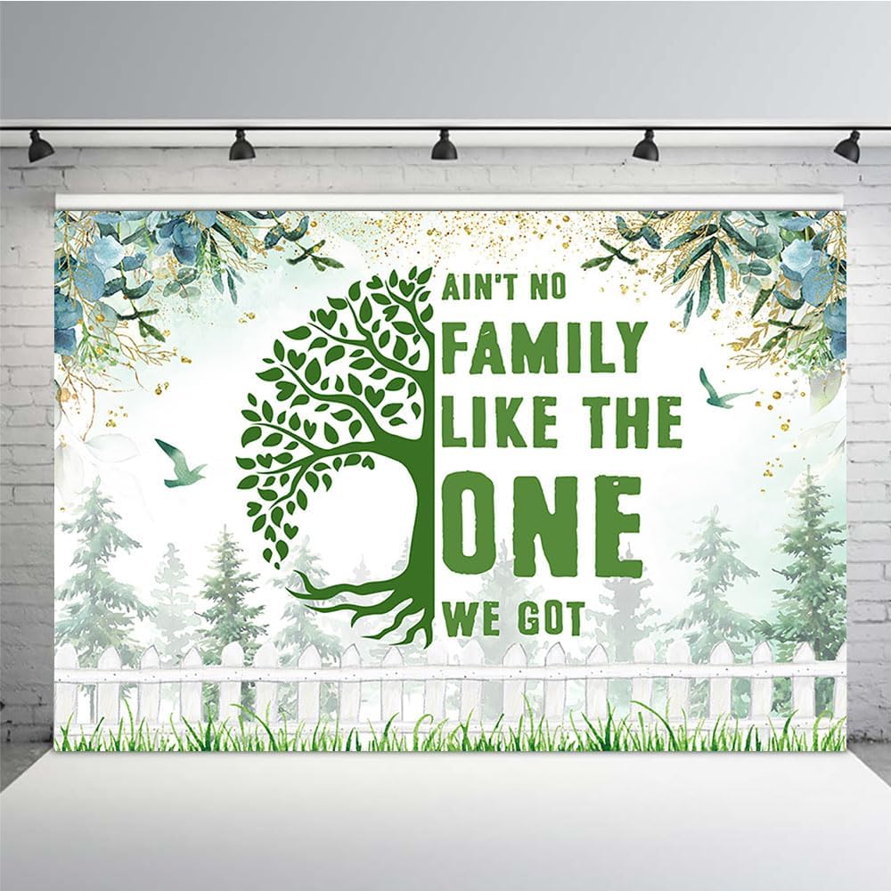 MEHOFOND Fondo verde de reunión familiar de 7 x 5 pies, bienvenido a nuestros miembros de la familia, fondo de fotografía, hojas de árbol
