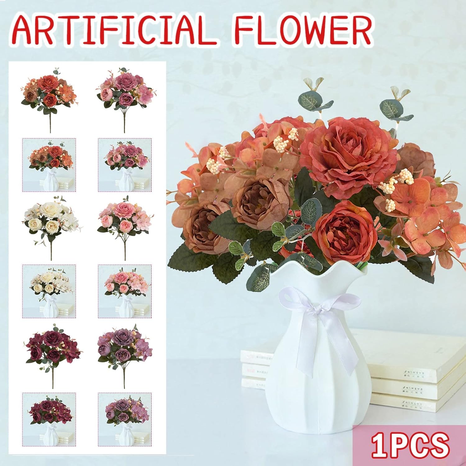 2 paquetes de flores artificiales para exteriores, flores artificiales de látex, ramo de flores de seda artificial para decoración de boda, para