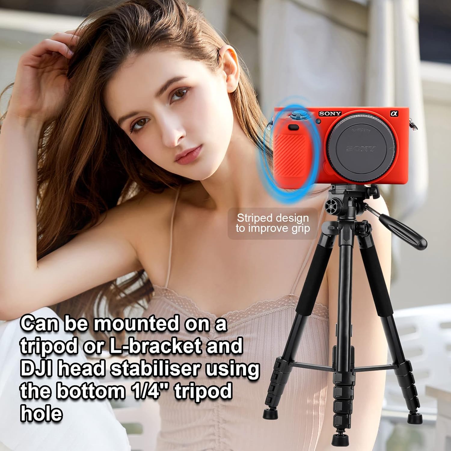 Easy Hood Funda para cámara digital Sony Alpha A6500 ILCE-6500, carcasa de silicona suave antiarañazos, cubierta protectora de piel (rojo)