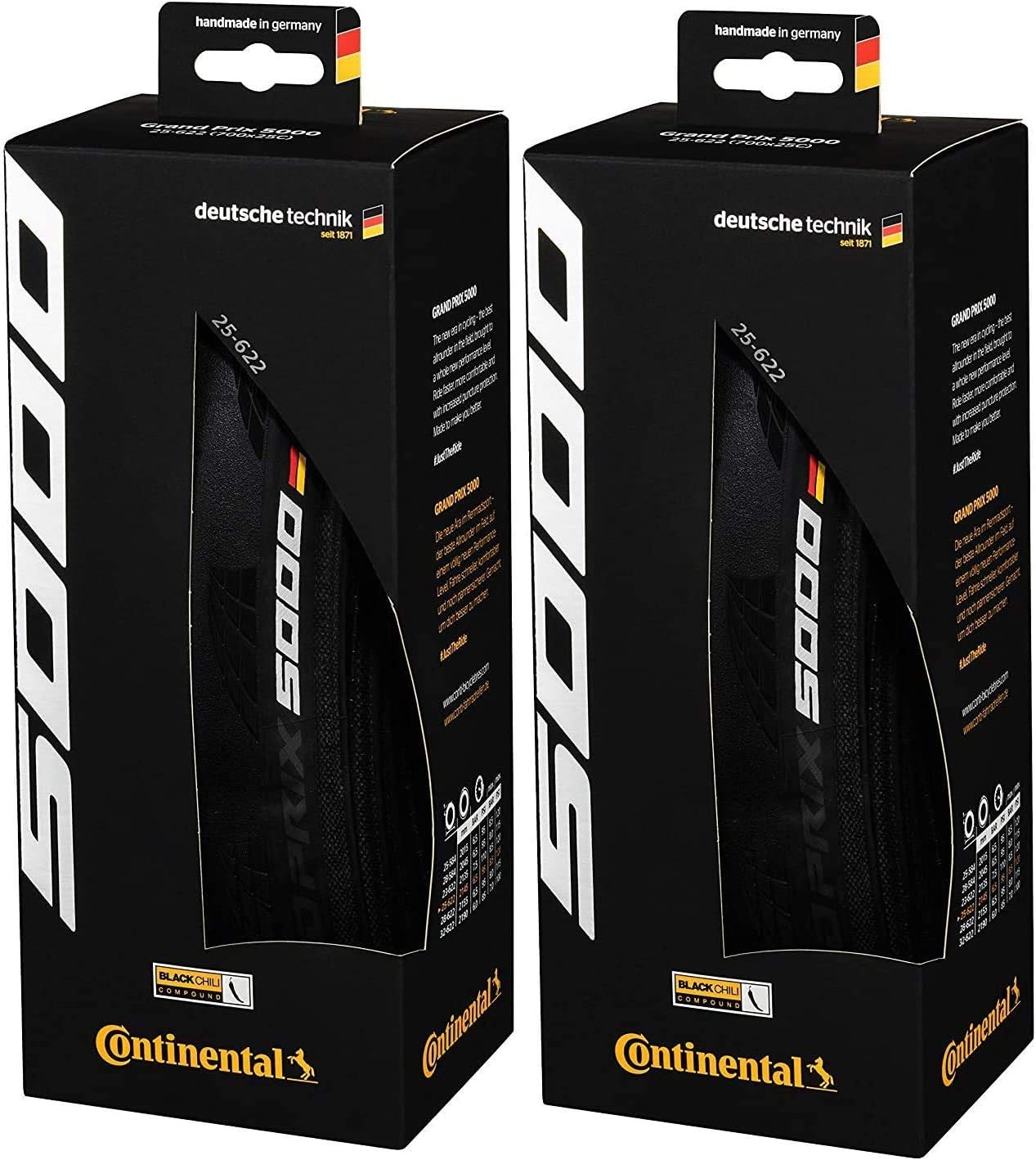 Continental Grand Prix 5000 – Neumático para bicicleta, paquete de 2