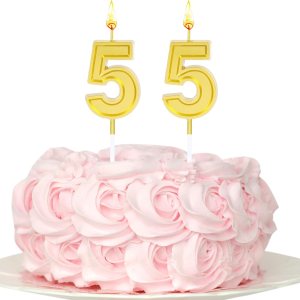 Velas doradas con el número 55 para pasteles, decoración de pastel de cumpleaños número 55 para mujeres y hombres, feliz 55 cumpleaños, boda, Velas doradas con el número 55 para pasteles, decoración de pastel de cumpleaños número 55 para mujeres y hombres, feliz 55 cumpleaños, boda,
