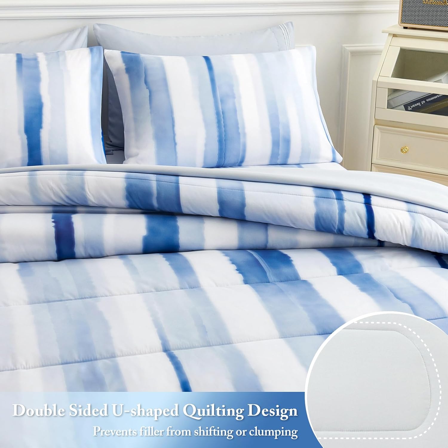 YIYEA Juego de edredón tamaño King  Estampado floral  7 piezas de cama en una bolsa  Juegos de ropa de cama para todas las estaciones con edredón,