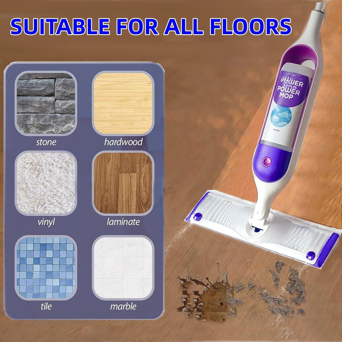 Almohadillas de repuesto mejoradas para mopa con espray para Swiffer PowerMop, almohadillas de repuesto reutilizables para mopa eléctrica,