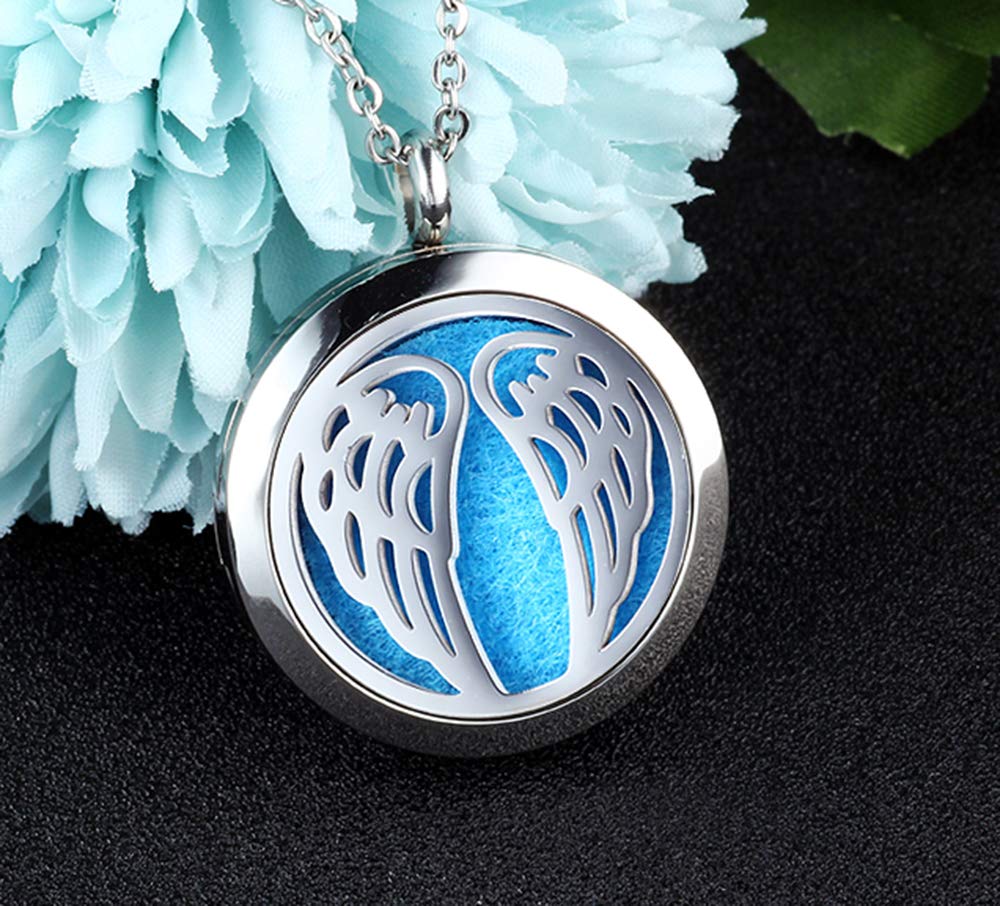 Collar difusor de aceite esencial para aromaterapia, diseño de árbol de la vida, colgante de medallón de acero inoxidable