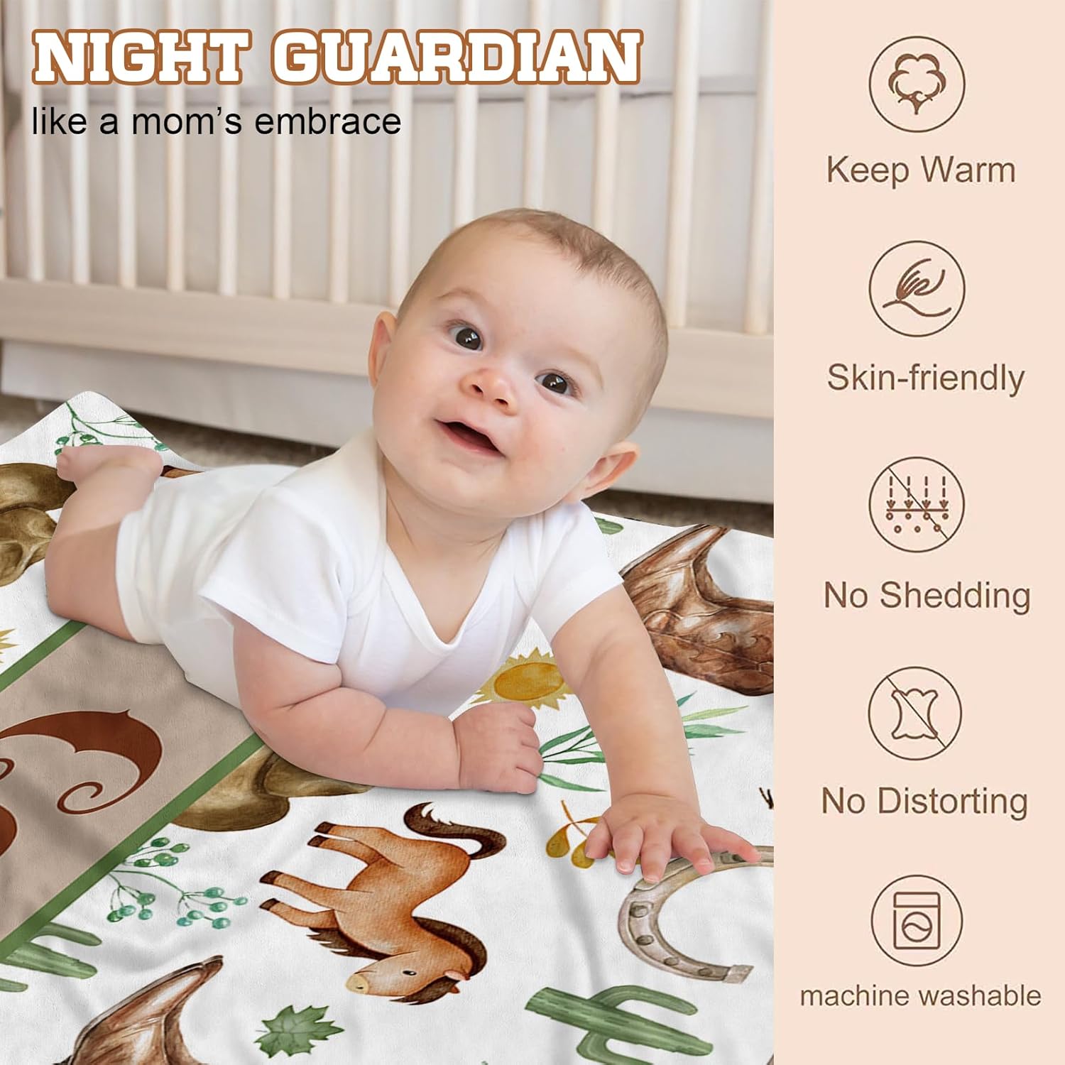 KAINSY Juego de ropa de cama personalizado para cuna, 3 piezas con temática de caballos, ropa de cama para cuna, ropa de cama para niños y niñas,