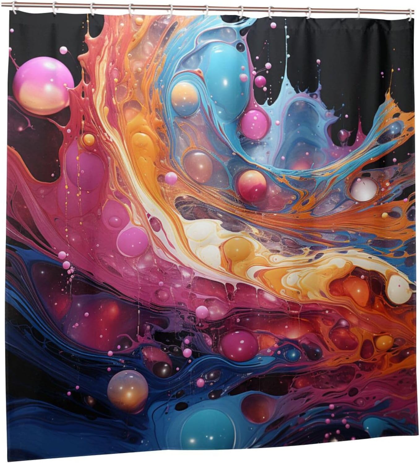 Cortina de ducha con salpicaduras de pintura para baño, juego de cortina de ducha bohemia con pintura al óleo abstracta, tela roja y azul, moderna,