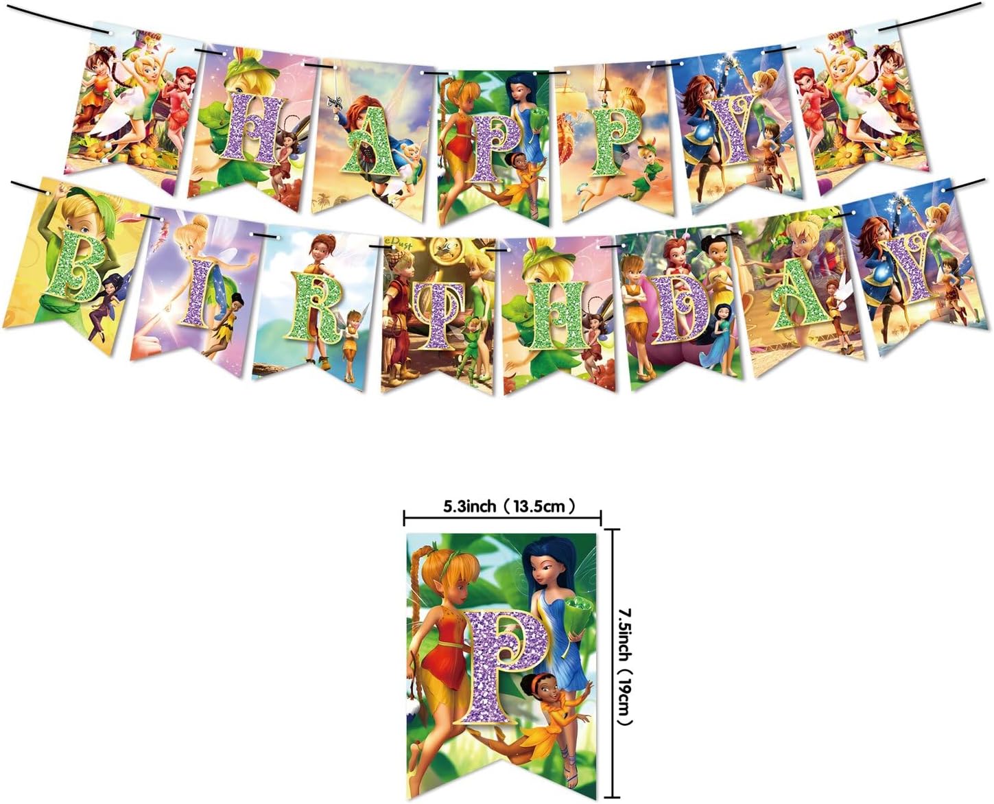 Tinker Bell – Decoraciones de fiesta de cumpleaños, suministros de fiesta de películas de hadas, incluye pancarta, decoraciones para pasteles,
