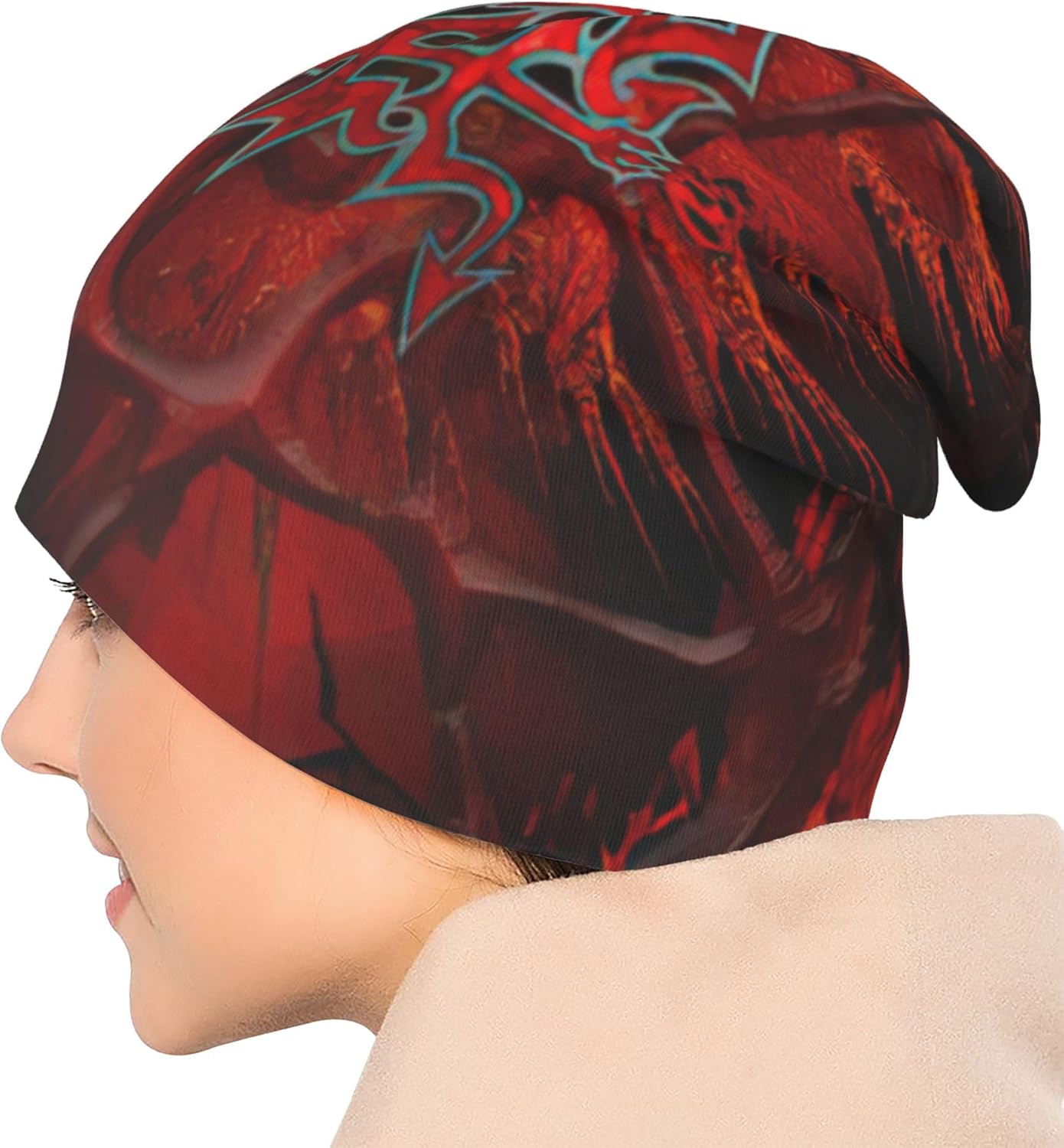 KyjsiUhyU Morbid – Gorros de ángel con banda de metal para hombres, mujeres y adolescentes  Moda delgada unisex Aldult Skull Knit Hat sombrero de