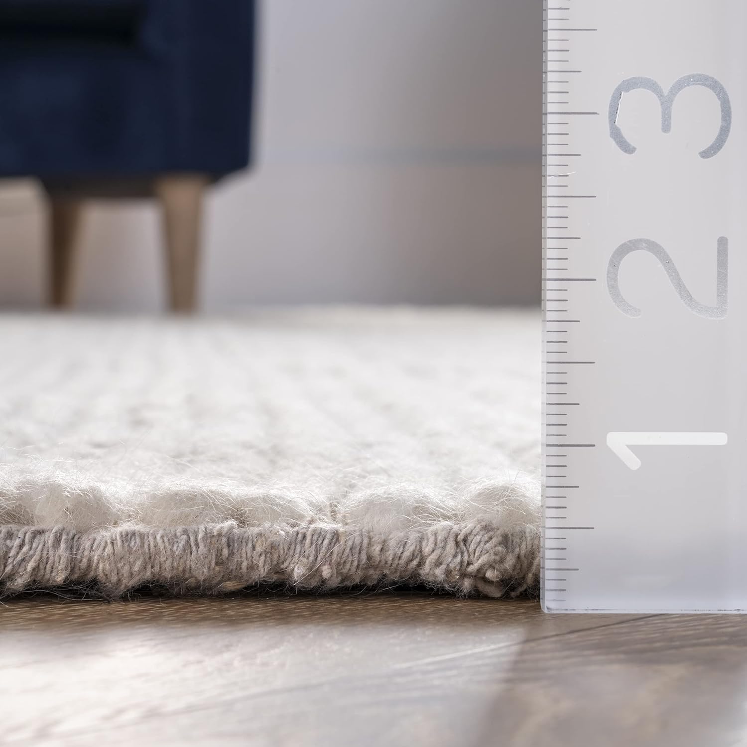 nuLOOM Penelope – Alfombra de área de lana trenzada de 2 pies 6 pulgadas x 10 pies, color blanco crudo