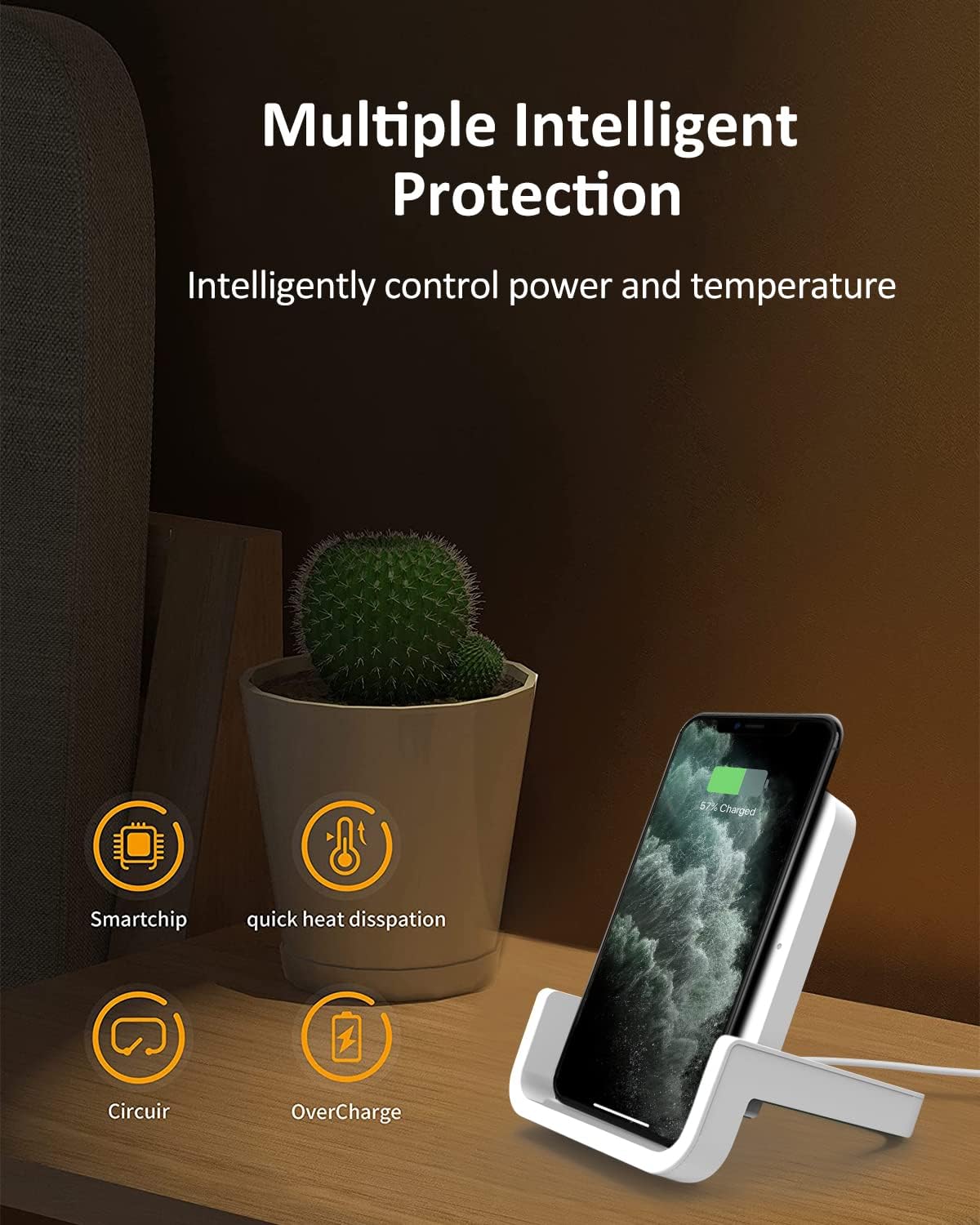 Cargador inalámbrico, soporte de carga rápida BUBEYYIE de 10 W compatible con iPhone 14, 13, 12, 11 Pro, XR, XS, X, 8 Plus, Samsung Galaxy S22, S22,