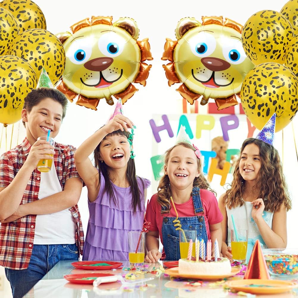 Globos de cabeza de león 3D de animales de la selva, globos de león de carnaval para niños y niñas, suministros de fiesta de feliz cumpleaños,