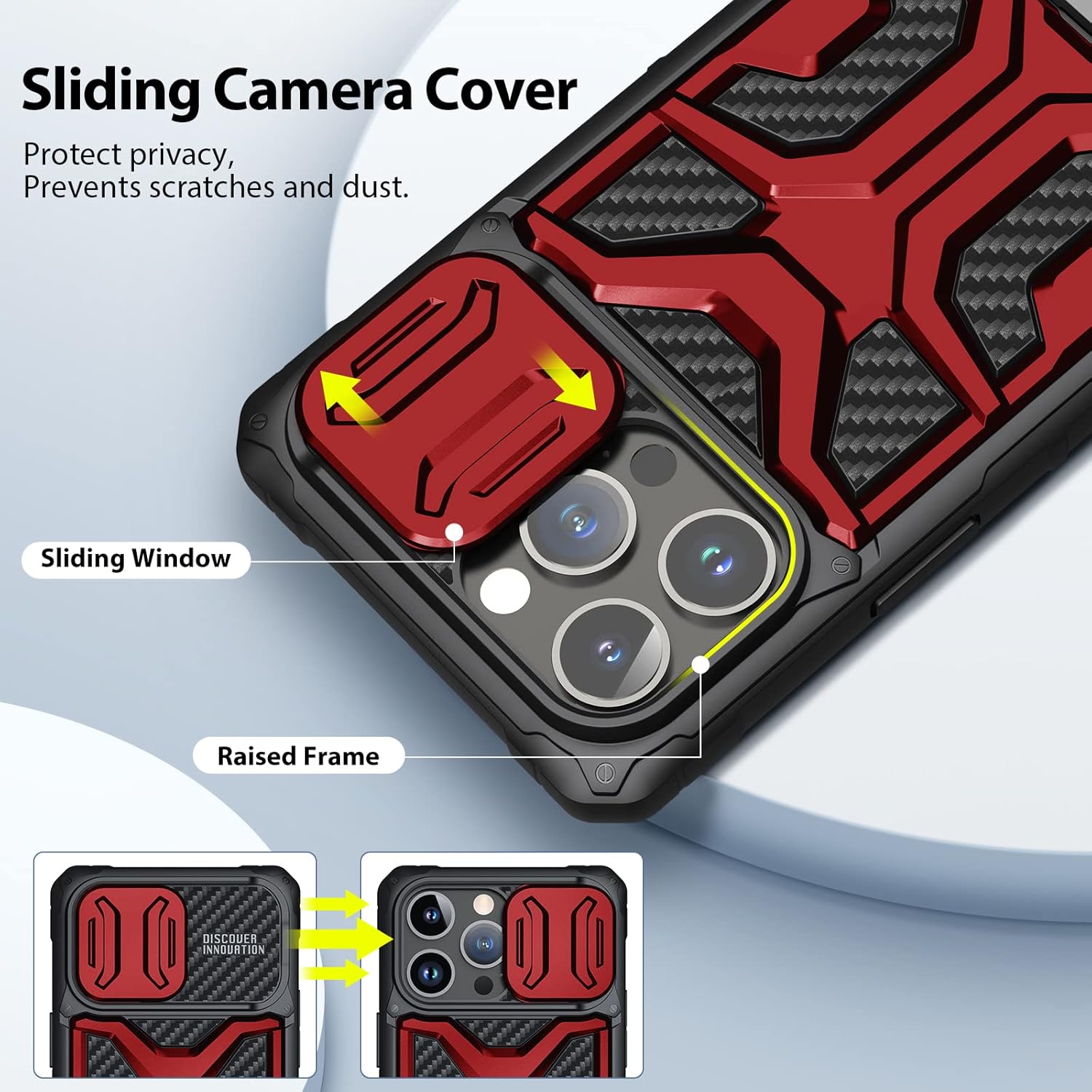 Nillkin Funda para iPhone 14 Pro Max con funda para cámara, funda de grado militar con protección deslizante para el lente de la cámara para hombres
