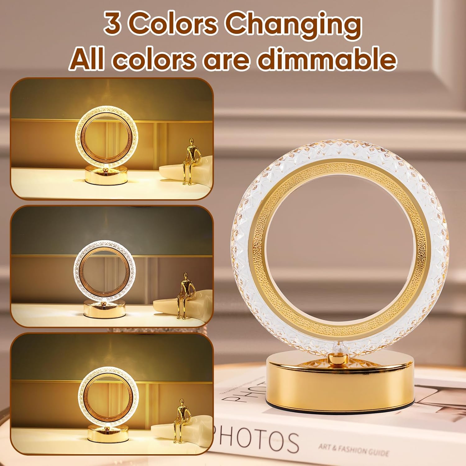 Lámpara de mesa, luz nocturna con colores cambiantes, luz nocturna regulable para mesita de noche, lámpara de mesa recargable inalámbrica con carga