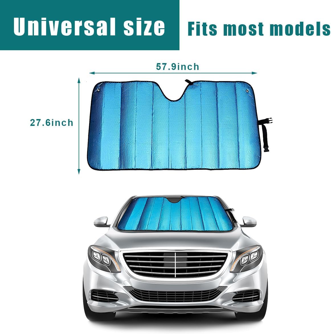 Parasol para parabrisas de automóvil, protector plegable reflectante para ventana delantera, doble grosor de rayos UV y bloqueador de calor con