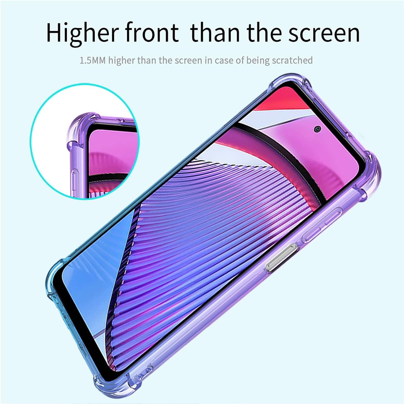 Funda para Motorola ThinkPhone, funda para Moto ThinkPhone 5G, transparente degradado, delgada, antiarañazos, TPU, a prueba de golpes, funda