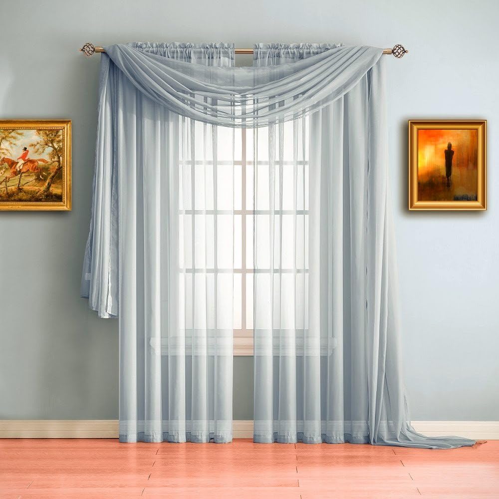 WARM HOME DESIGNS The Yard – Tela gris plateada de 4 yardas de largo. Tela transparente a granel de 55 pulgadas de ancho para cortinas de toldo,