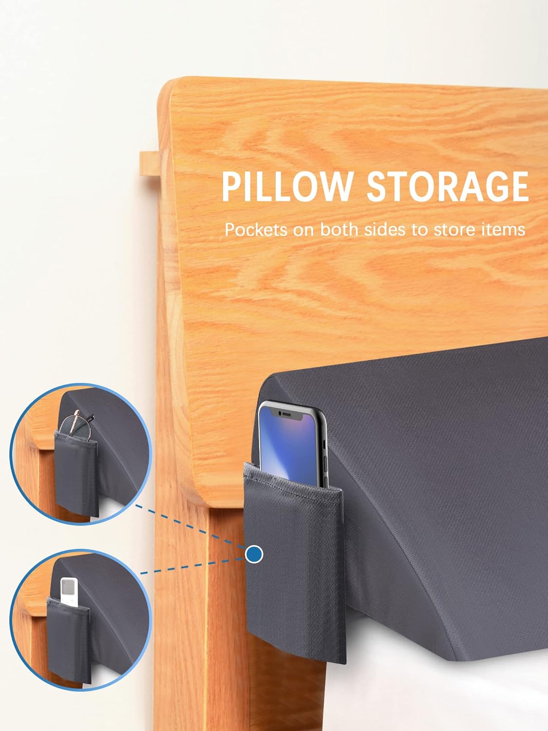 Almohada de cuña de cama tamaño individual para cabecero, relleno de huecos de cama, almohada de cabecero, cuña de colchón para cerrar el espacio