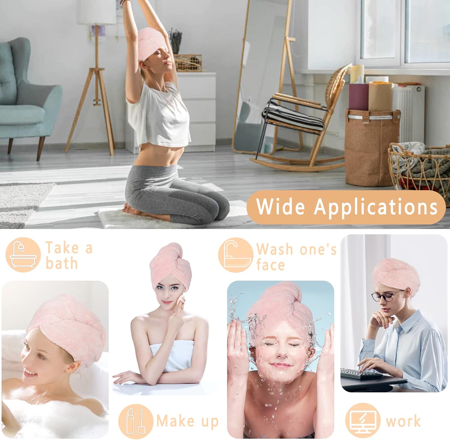 Ever Fairy Toalla de pelo de microfibra extra grande, turbante de secado rápido para mujeres, toalla de pelo antiencrespamiento para cabello rizado,