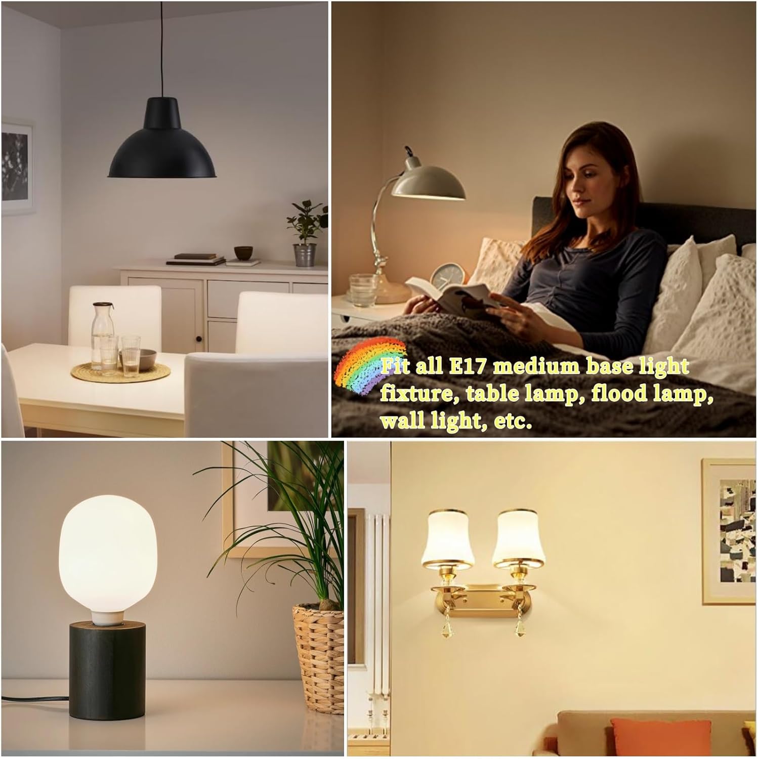 Bombilla LED E17 para microondas, bajo el capó, equivalente a 40 vatios, 4 W, bombillas para refrigerador, 3000 K, blanco cálido, 120 V, para
